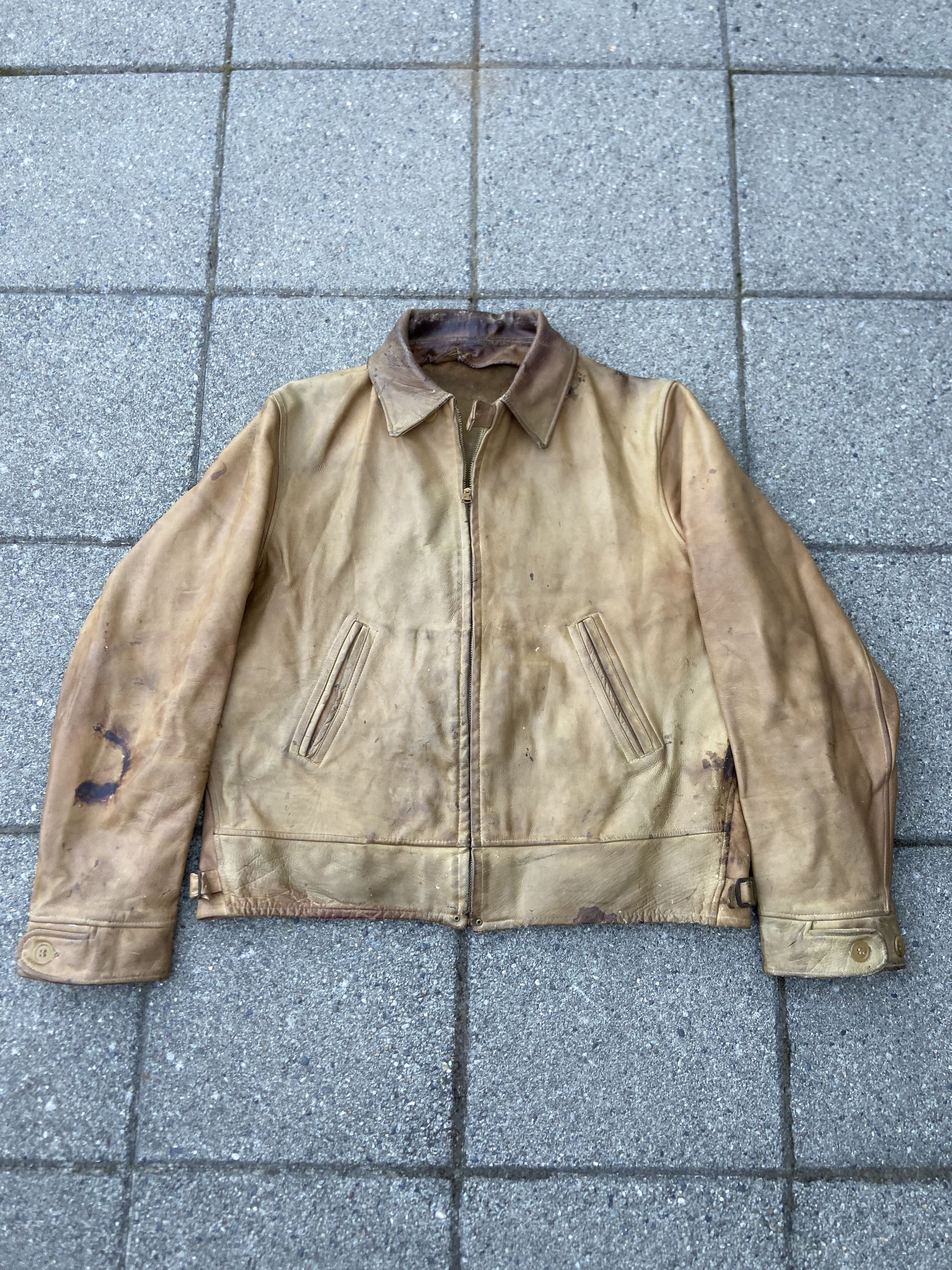 Vintage Vintage 1930s Talon Grommet Zipper Chinstrap Leather Jacket ...