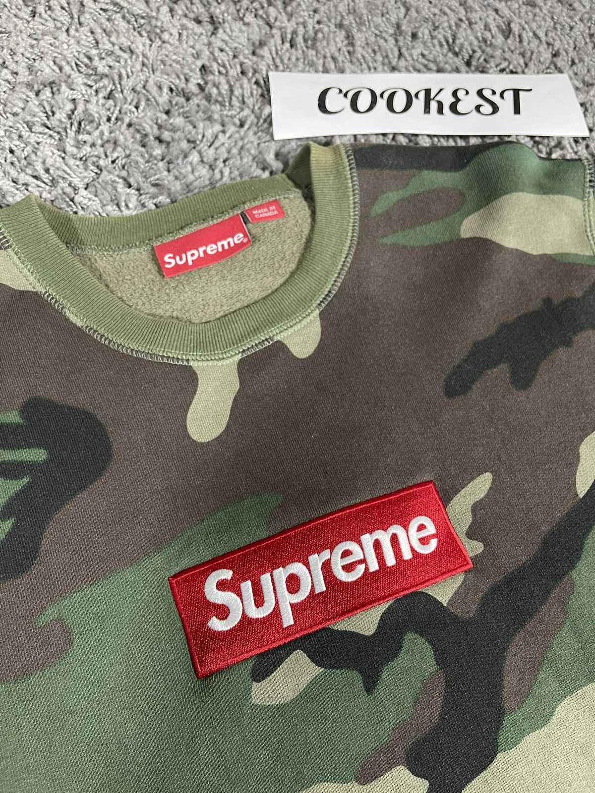 Supreme 2015FW Box Logo Crewneck Sweatshirt Woodland Green Camo Size US M / EU 48-50 / 2 - 3 Thumbnail
