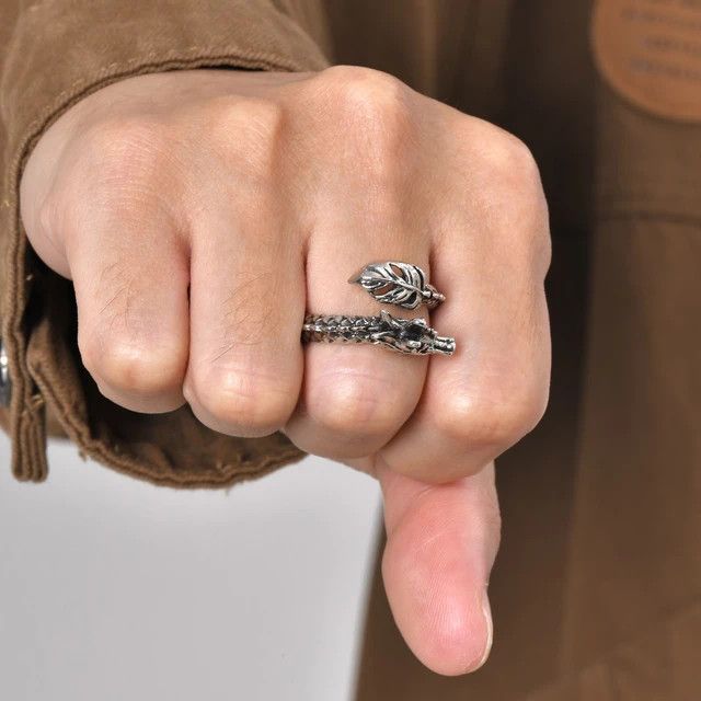 Jewelry Dragon Carved Surface Ring Adjustable Size ONE SIZE - 1 Thumbnail