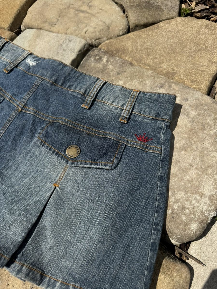 Japanese Brand Vintage Duchesse Blue Denim Y2k Mini Skirts Size 34" / US 12 / IT 48 - 8 Thumbnail