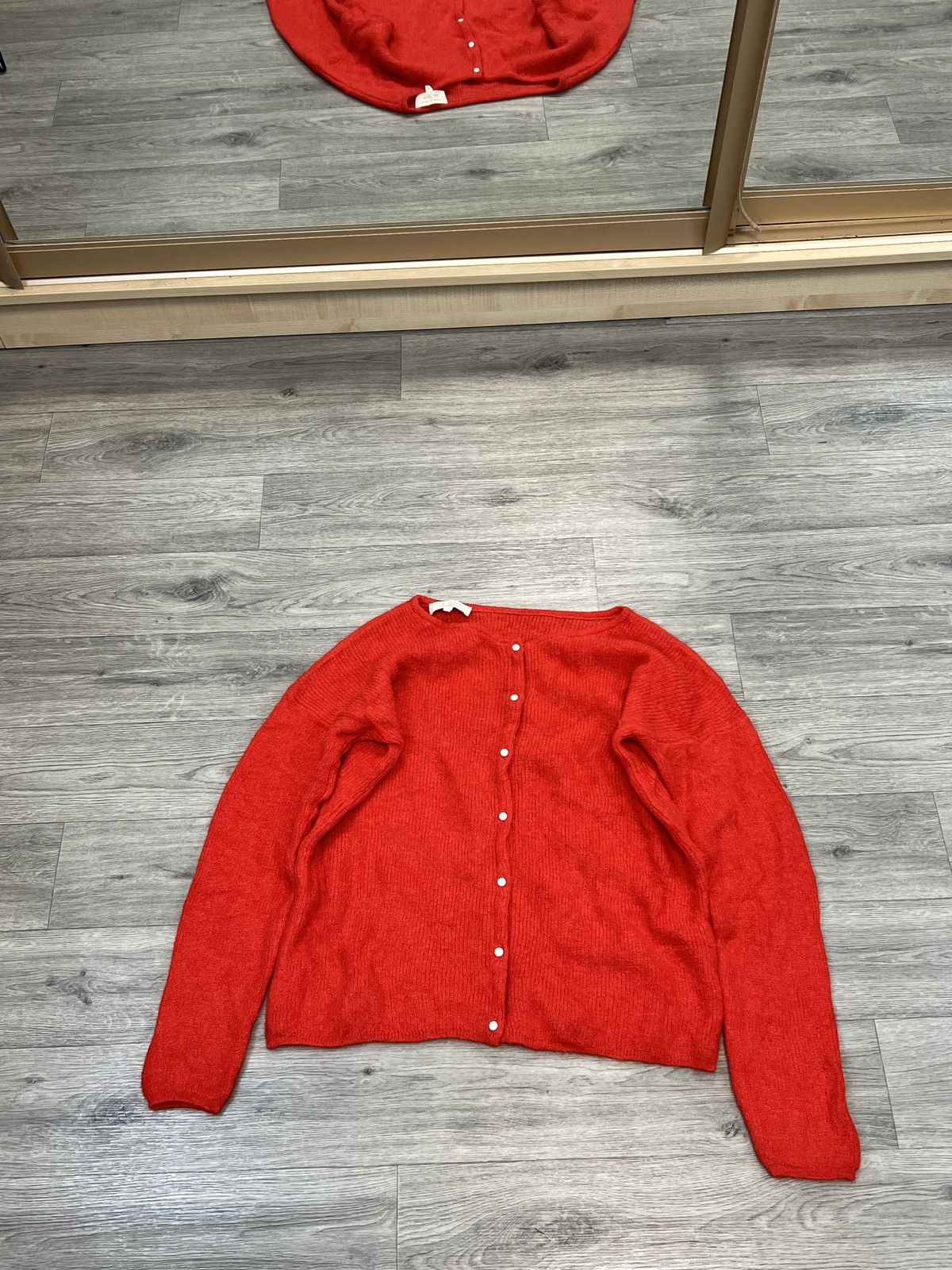 Sezane Women's Sezane Red Mohair-alpaca Rib-knit Cardigan Size M / US 6-8 / IT 42-44 - 1 Thumbnail