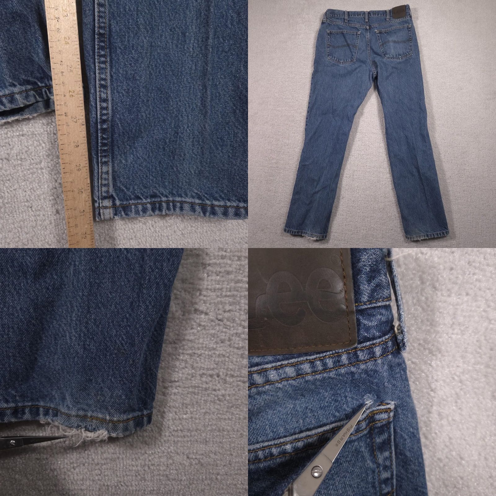 Lee VINTAGE? Lee Jeans Mens 34x32 Blue Denim Regular Fit Straight Leg Distressed Workwear Size US 34 / EU 50 - 9 Thumbnail