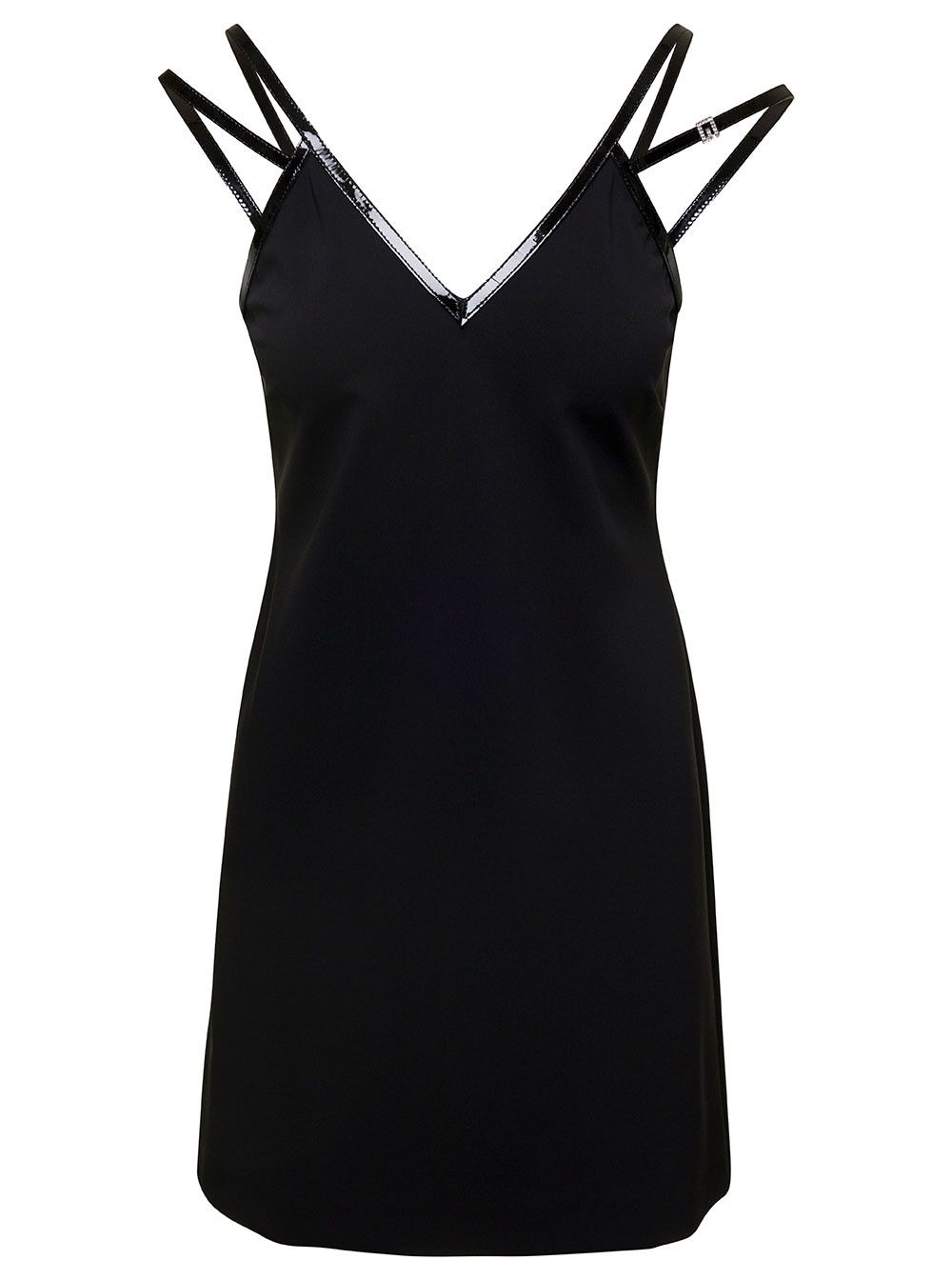 Gucci Mini Black Dress with Black Leather Trim and Double Strap in Stretch Viscose Woman Size M / US 6-8 / IT 42-44 - 1 Thumbnail