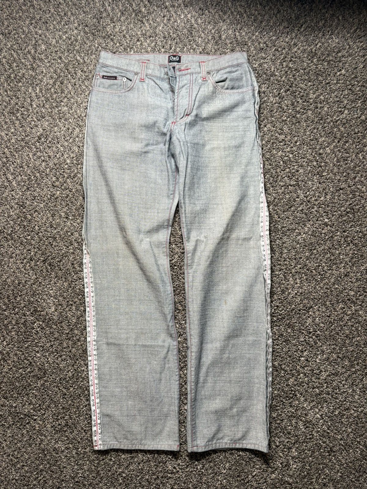Dolce & Gabbana D&G gray with red stitches with D&G white strips Size US 30 / EU 46 - 1 Thumbnail