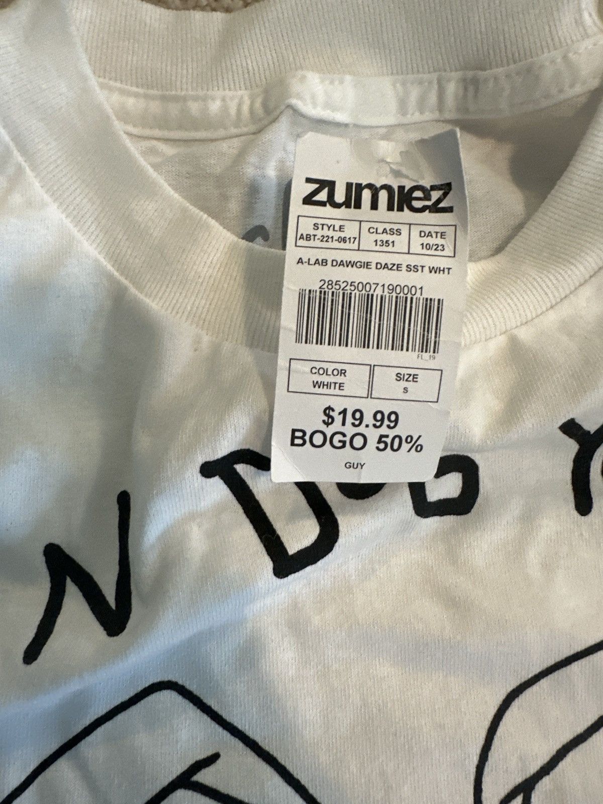 Zumiez A.lab Zumiez Dawgie Daze White Tee(New with Tags) Size US S / EU 44-46 / 1 - 4 Thumbnail