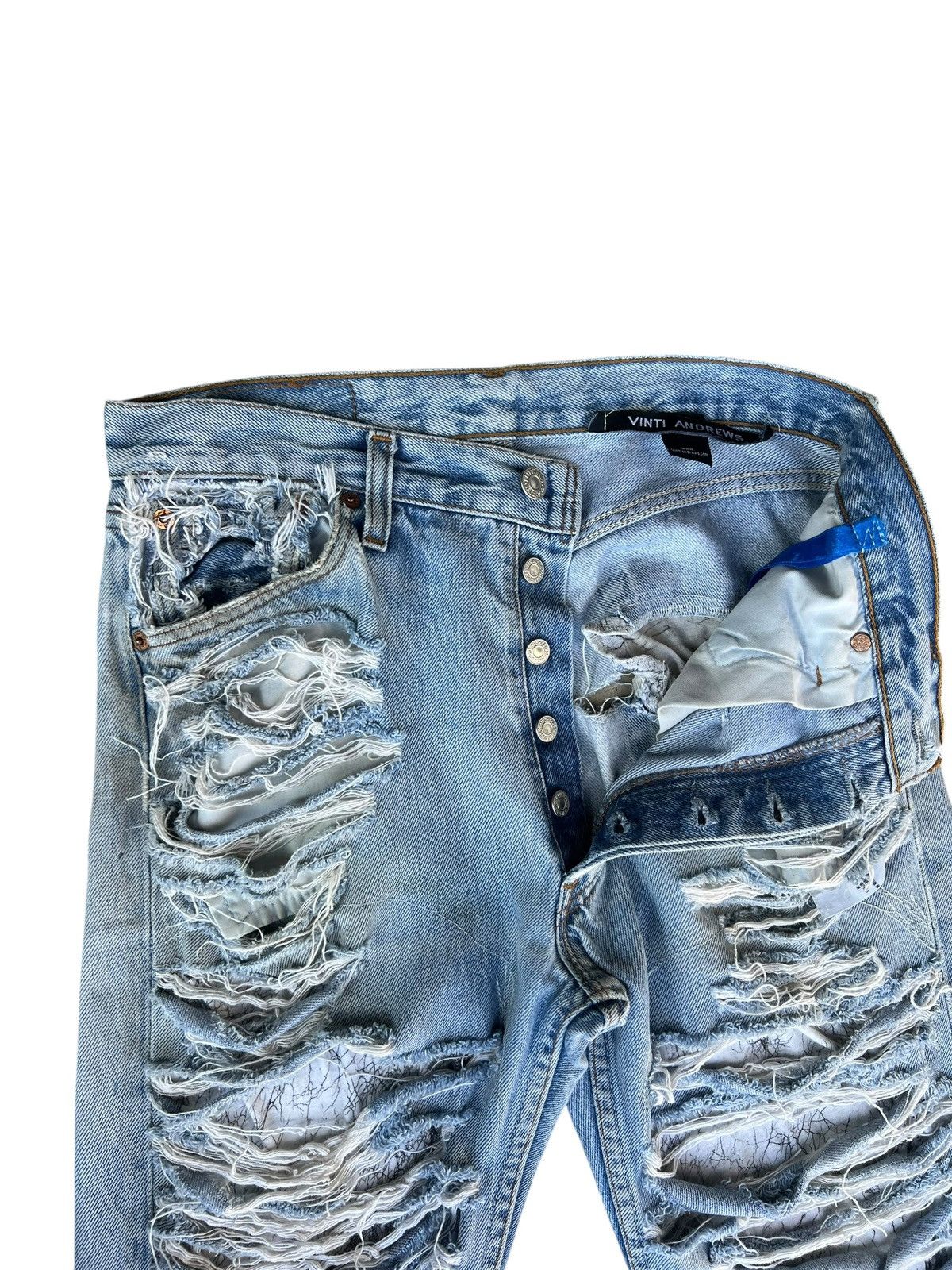 Vinti Andrews Vinti Andrews X Levi’s 501 Trashed Distressed Denim Jeans Size US 30 / EU 46 - 5 Thumbnail