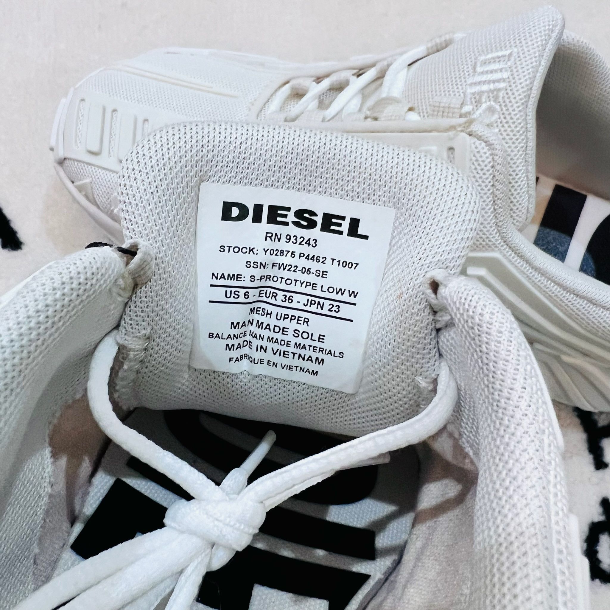 Diesel Diesel S Prototype Low-top White & Cream Sneakers Shoes Size US 6 / IT 36 - 5 Thumbnail