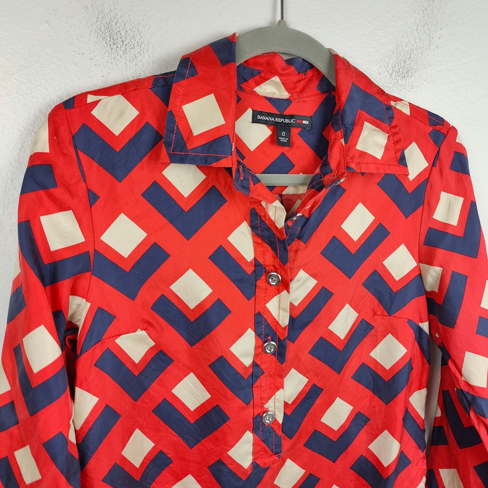 Banana Republic Banana Republic Mad Men Silk Shirt Dress Womens 0 Red Blue Size XS / US 0-2 / IT 36-38 - 2 Thumbnail