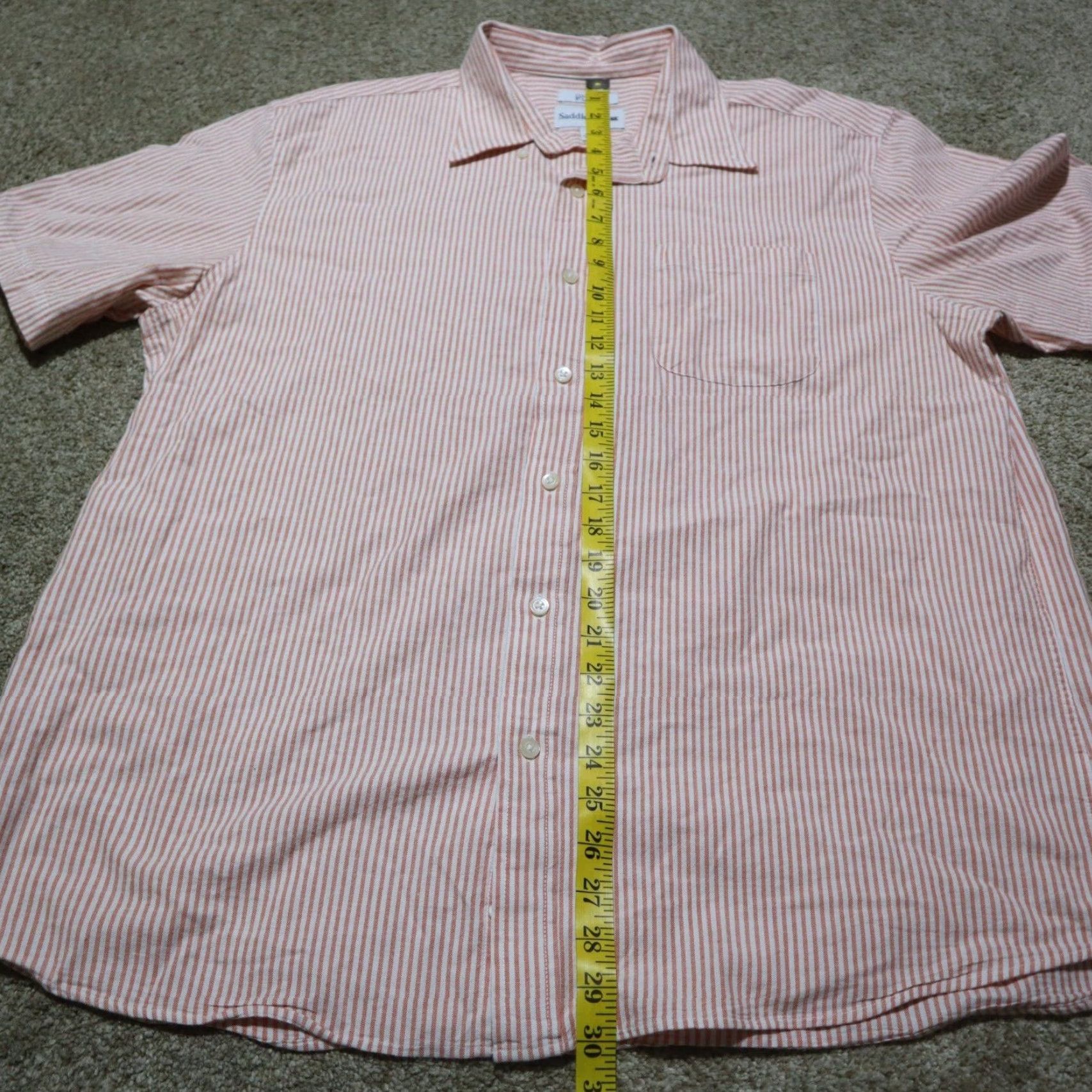 Vintage Saddlebred Shirt Orange Stripes Button Up Short Sleeve Men's XL Extra Large Size US XL / EU 56 / 4 - 6 Thumbnail