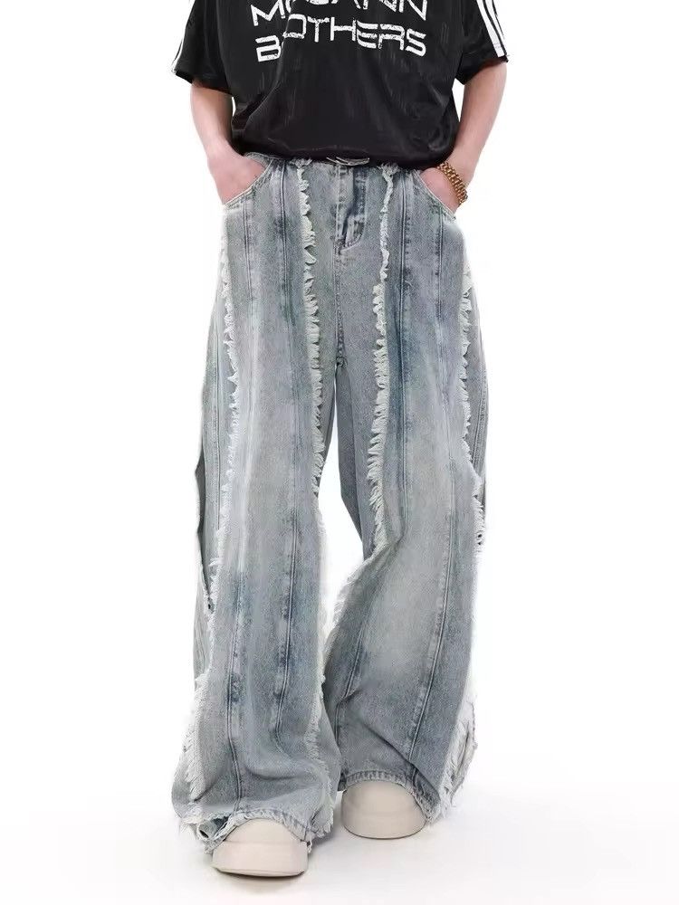 Jean Y2K Washed Blue Baggy Stacked Jeans Size US 34 / EU 50 - 1 Thumbnail