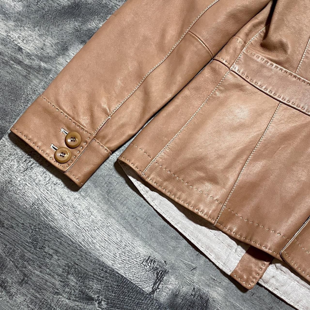 Armani Collezioni ARMANI COLLEZIONI Lambskin Tan Leather Button Up Jacket Size S / US 4 / IT 40 - 6 Thumbnail