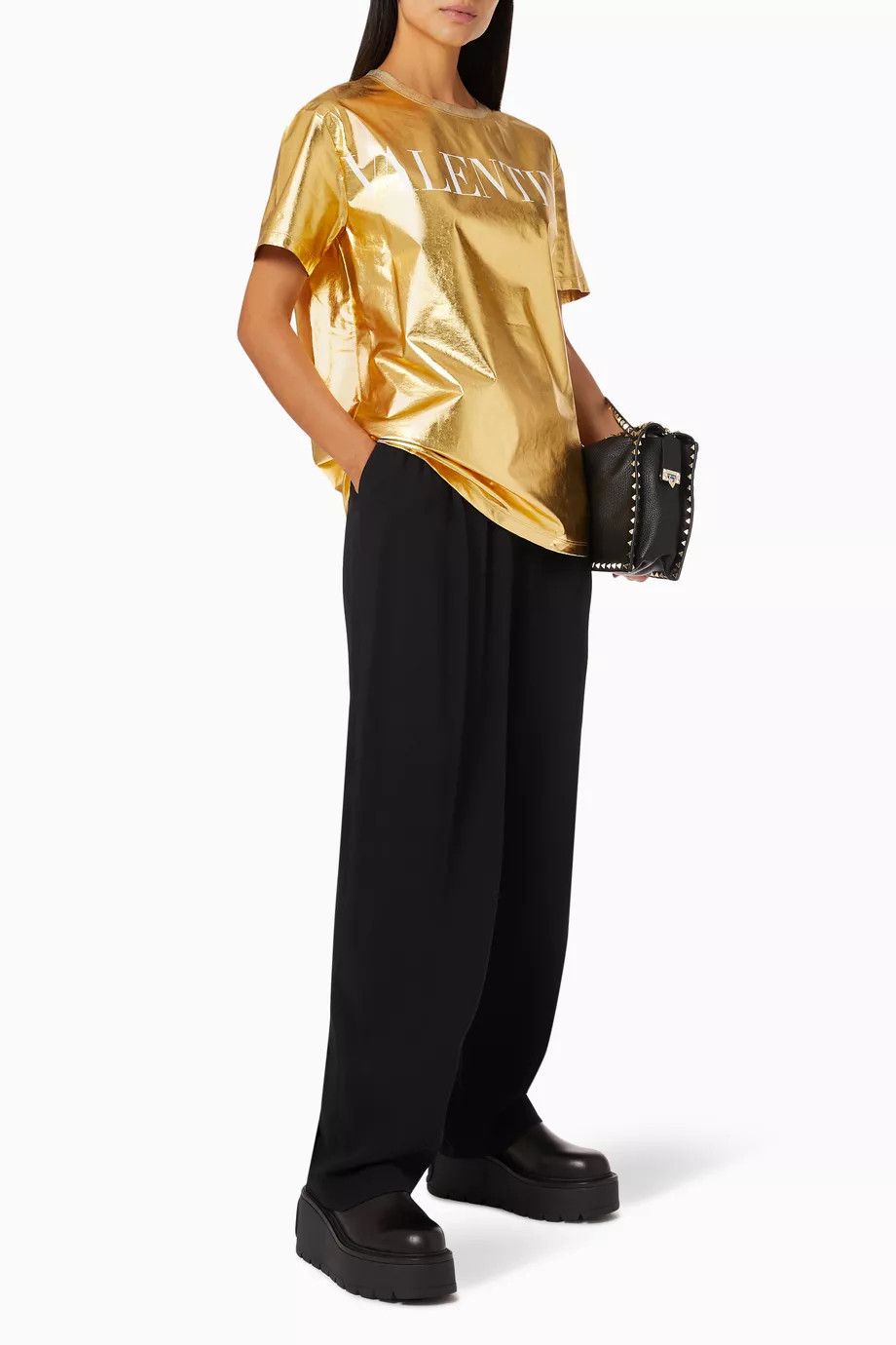 Valentino o1y0326 Logo T- Shirt in Gold Size XS / US 0-2 / IT 36-38 - 4 Thumbnail