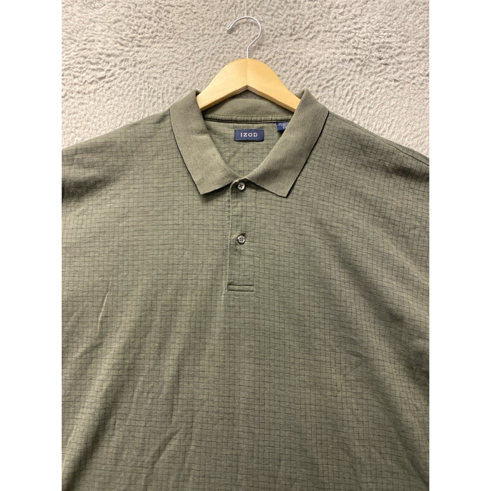 Izod VINTAGE IZOD Polo Shirt Men Military Green XX-Large Pin Check Collared Short Sleeve 2XL Classic Logo 90s Sports Size US XXL / EU 58 / 5 - 2 Thumbnail