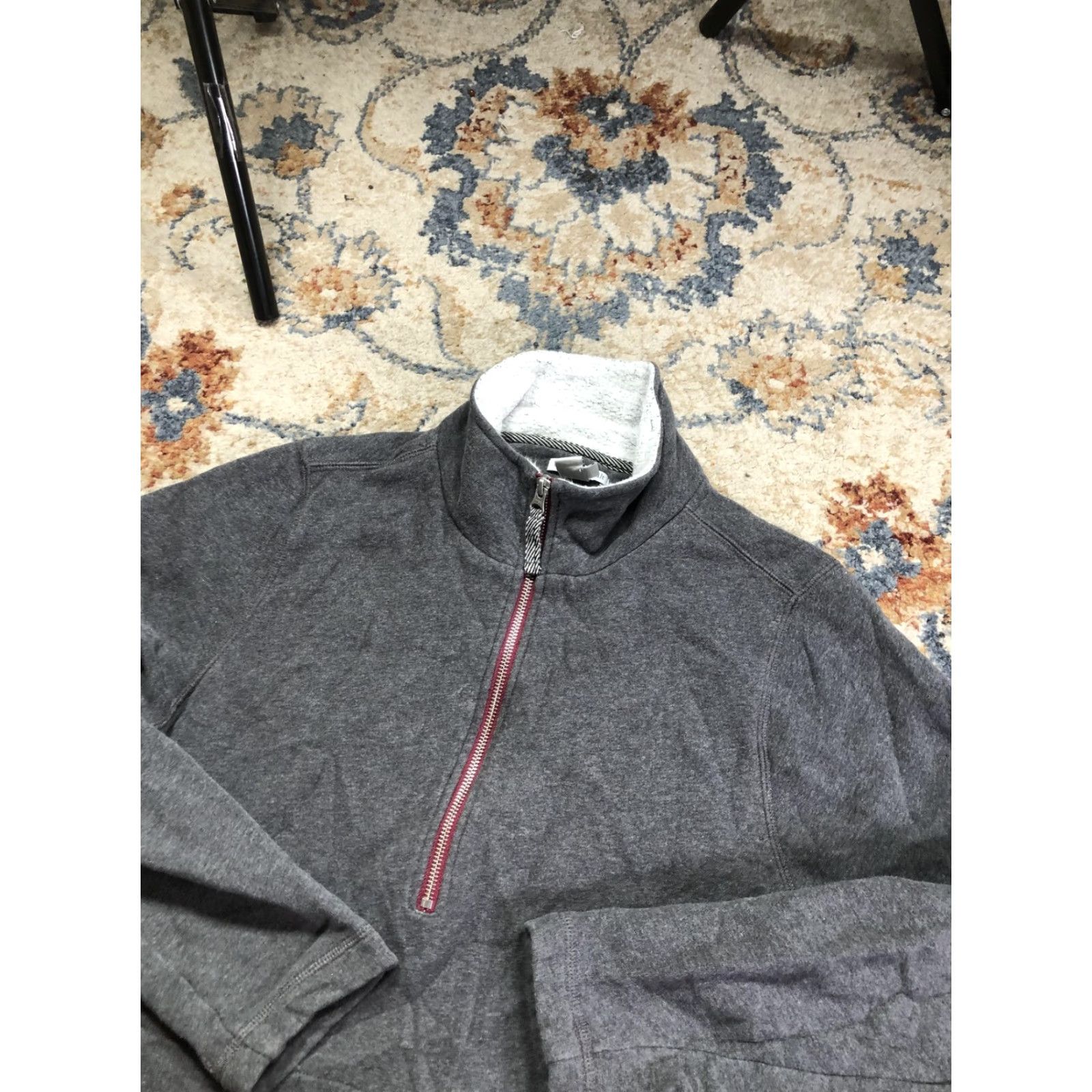 Carbon2Cobalt carbon2cobalt Sweatshirt Mens Large Gray 1/4 Zip Mock Neck Kangaroo Pocket Pullover Fleece Cotton-Polyester Size US L / EU 52-54 / 3 - 6 Thumbnail