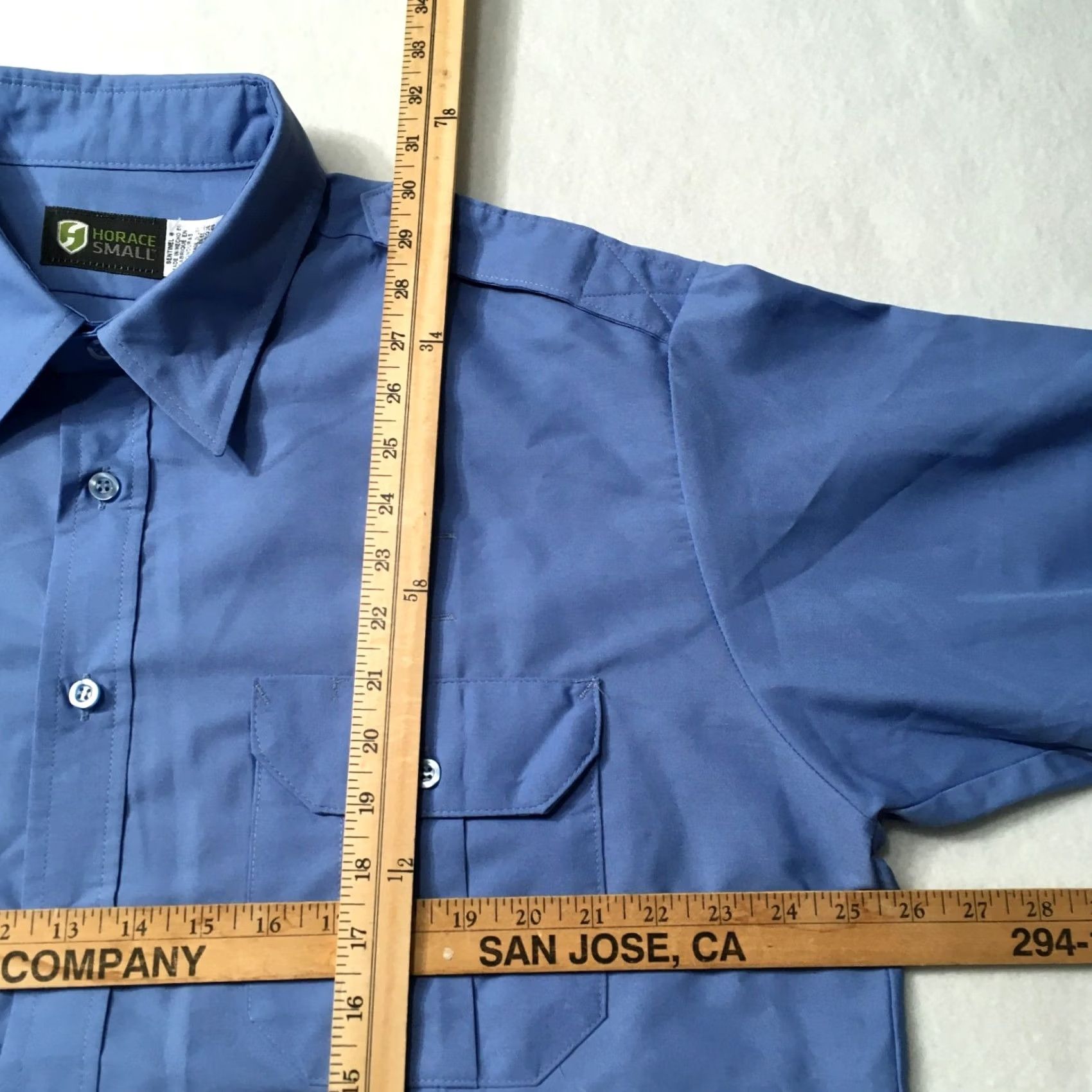 Vintage Horace Small Uniform Shirts XL Blue Short Sleeve Button-Up Men Regular Collar Distinctive Deput y Theme Law Enforcement Size US XL / EU 56 / 4 - 4 Thumbnail