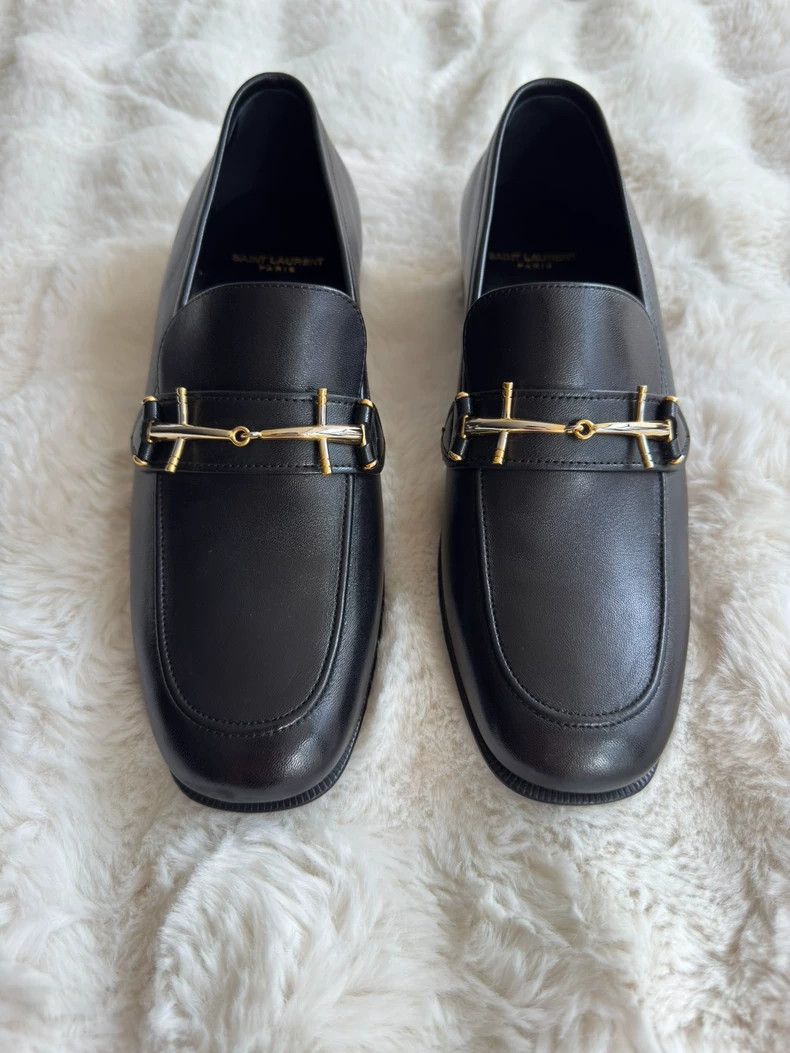 Saint Laurent Paris Saint laurent paris Black and gold loafers shoes 2506-Nexta Size US 7 / EU 40 - 1 Thumbnail