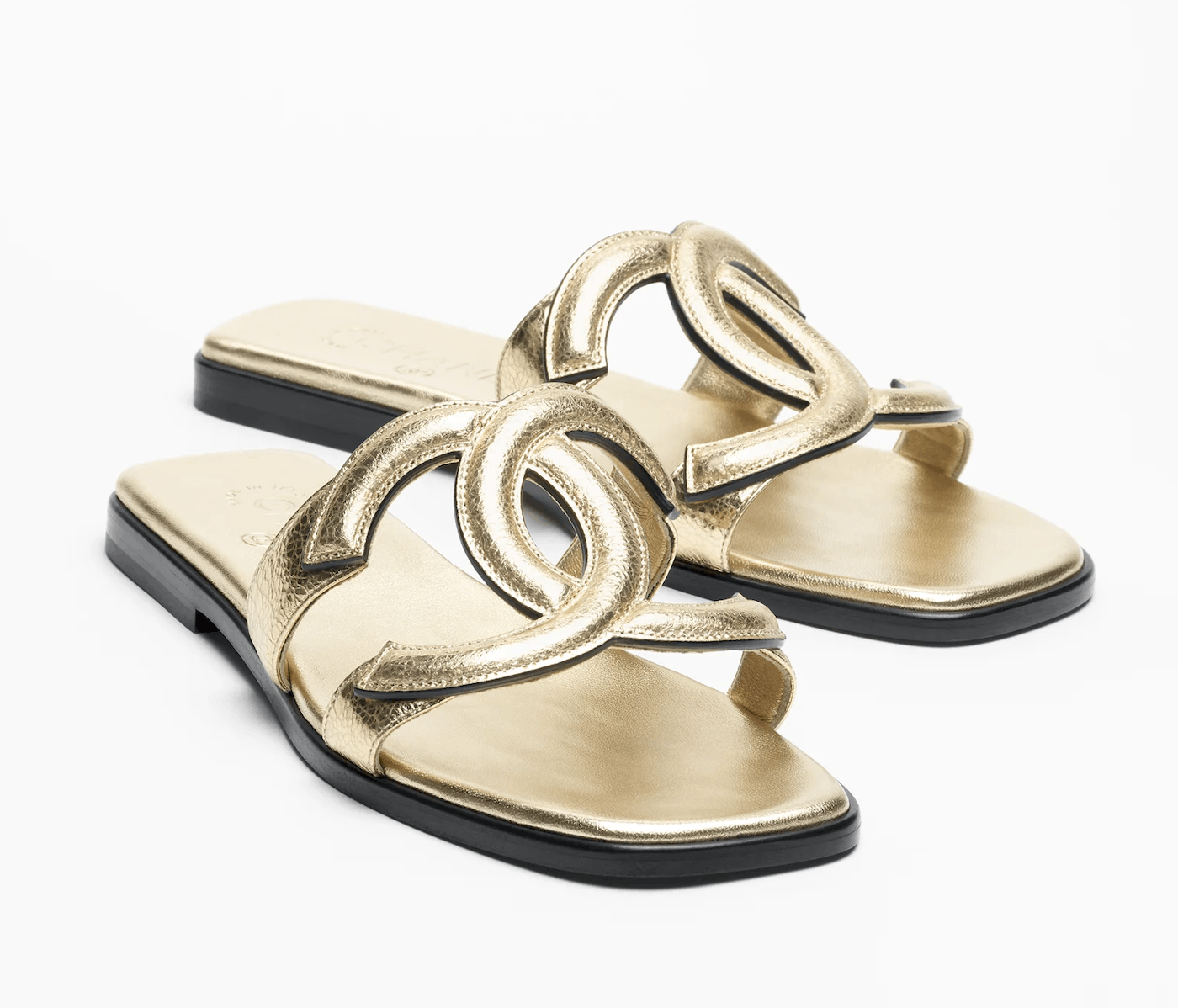 Chanel 26S Golden Leather XL CC Logo Mule Slide Flat Sandal 40 Size US 10 / IT 40 - 1 Thumbnail