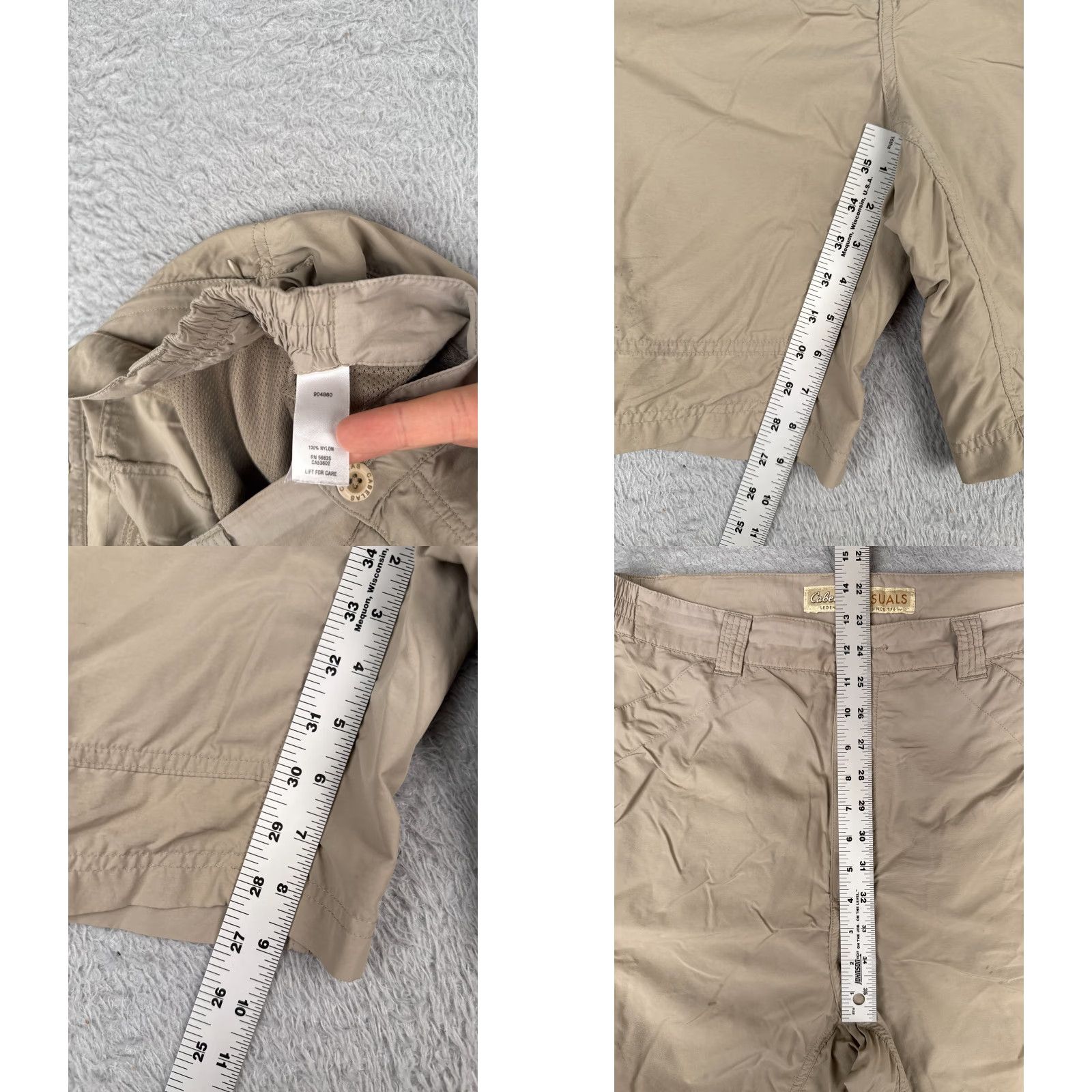 Vintage Cabela's Women's Cargo Shorts Large Beige Nylon Casual Hiking Camp Travel 36x9 Size 36" / US 14 / IT 50 - 8 Thumbnail
