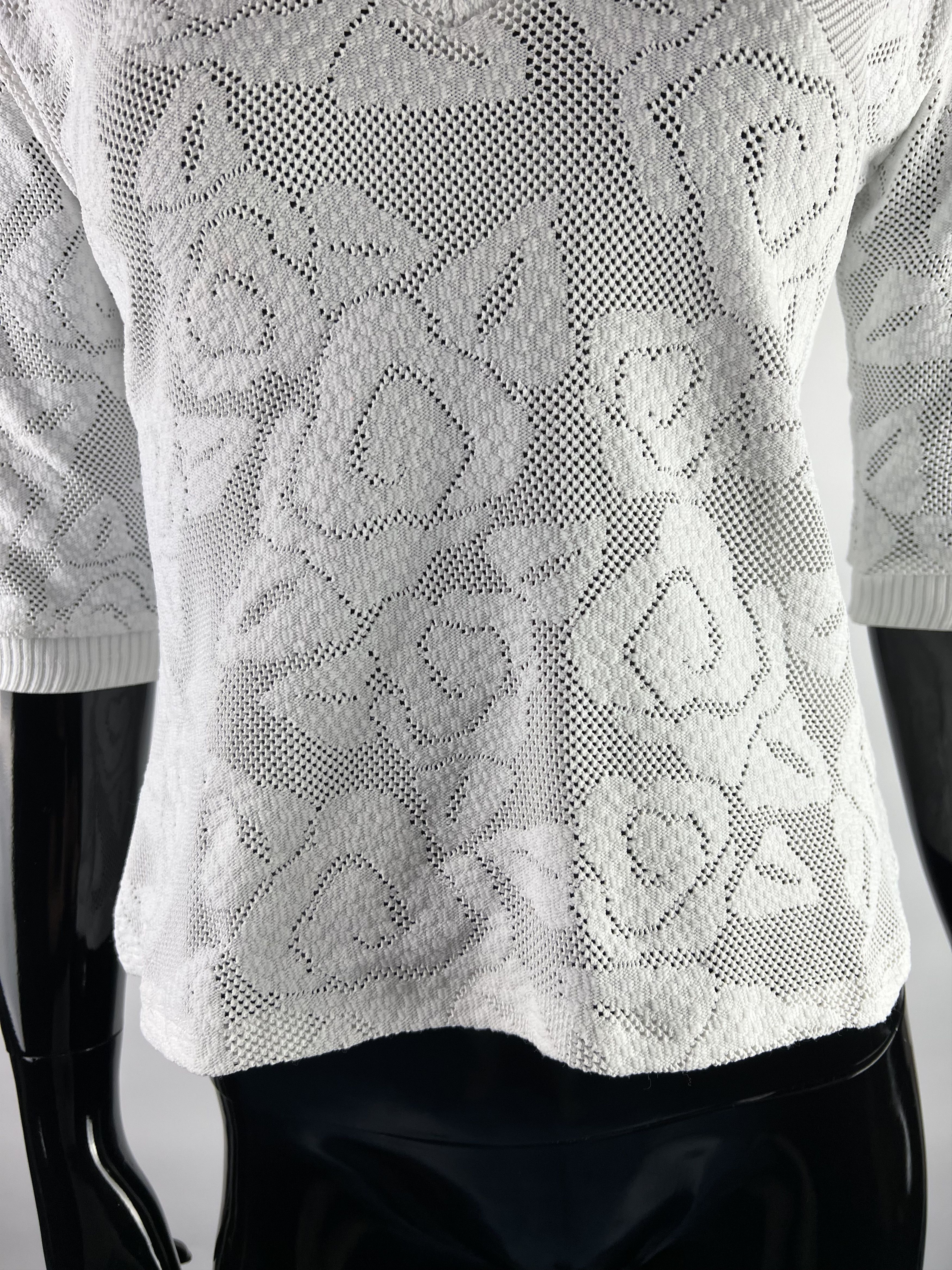 Other Roccobarocco White Mesh V-Neck Top Blouse Size US6 Size M / US 6-8 / IT 42-44 - 5 Thumbnail