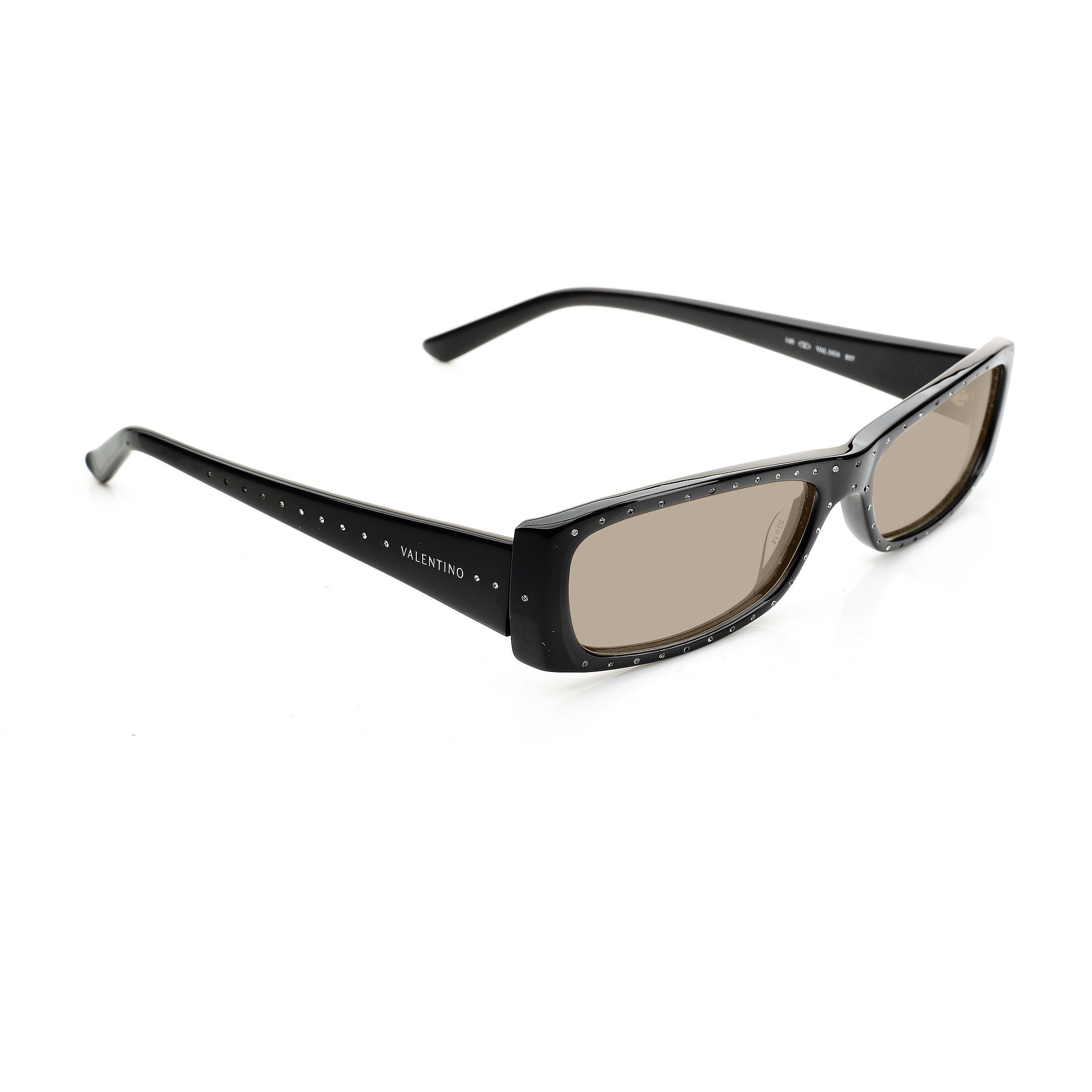 Valentino Valentino '00s Black Crystals Plastic Flat Sunglasses Size ONE SIZE - 1 Thumbnail