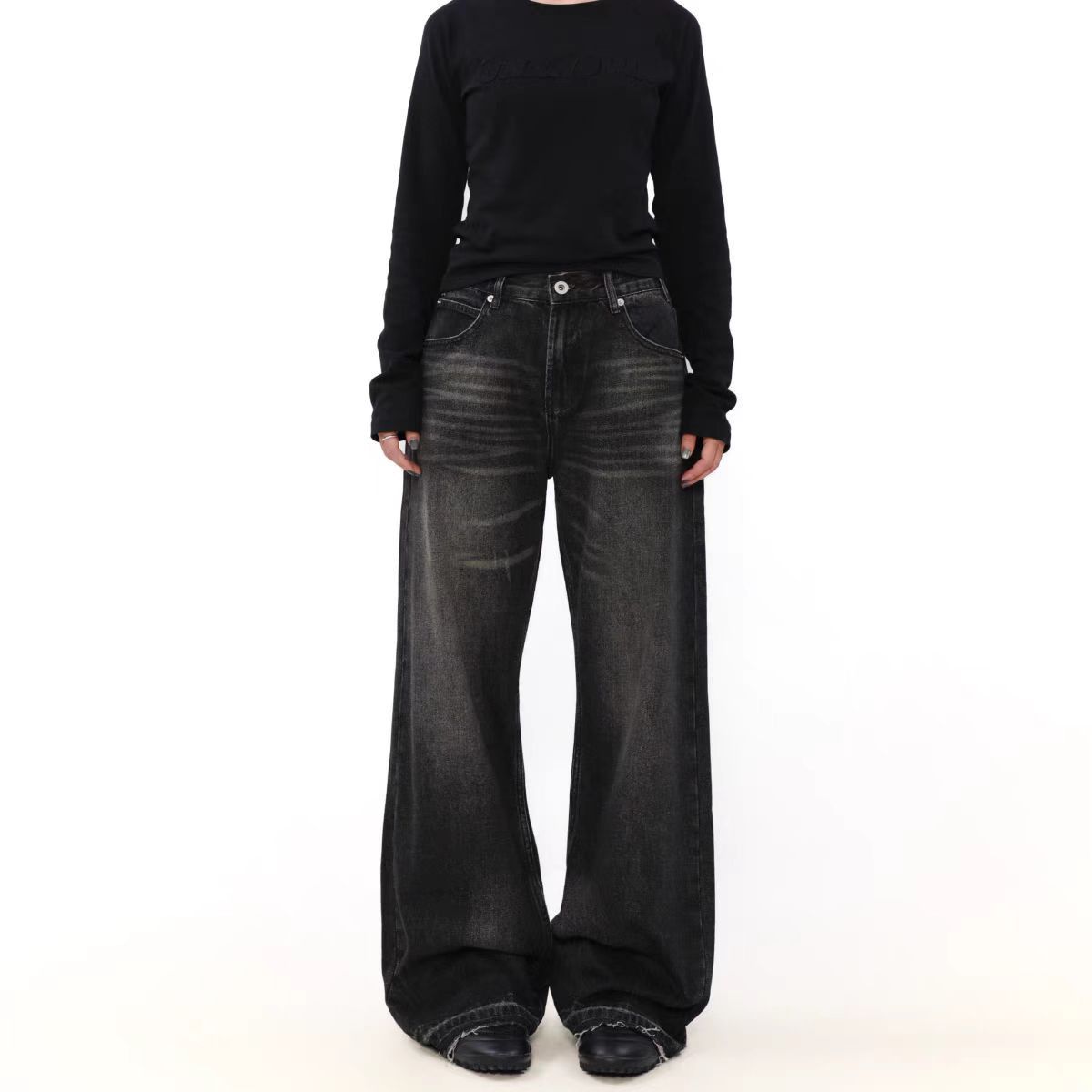 Japanese Brand × Jean Street Wash Wide Leg Straight Jeans Size US 34 / EU 50 - 5 Thumbnail
