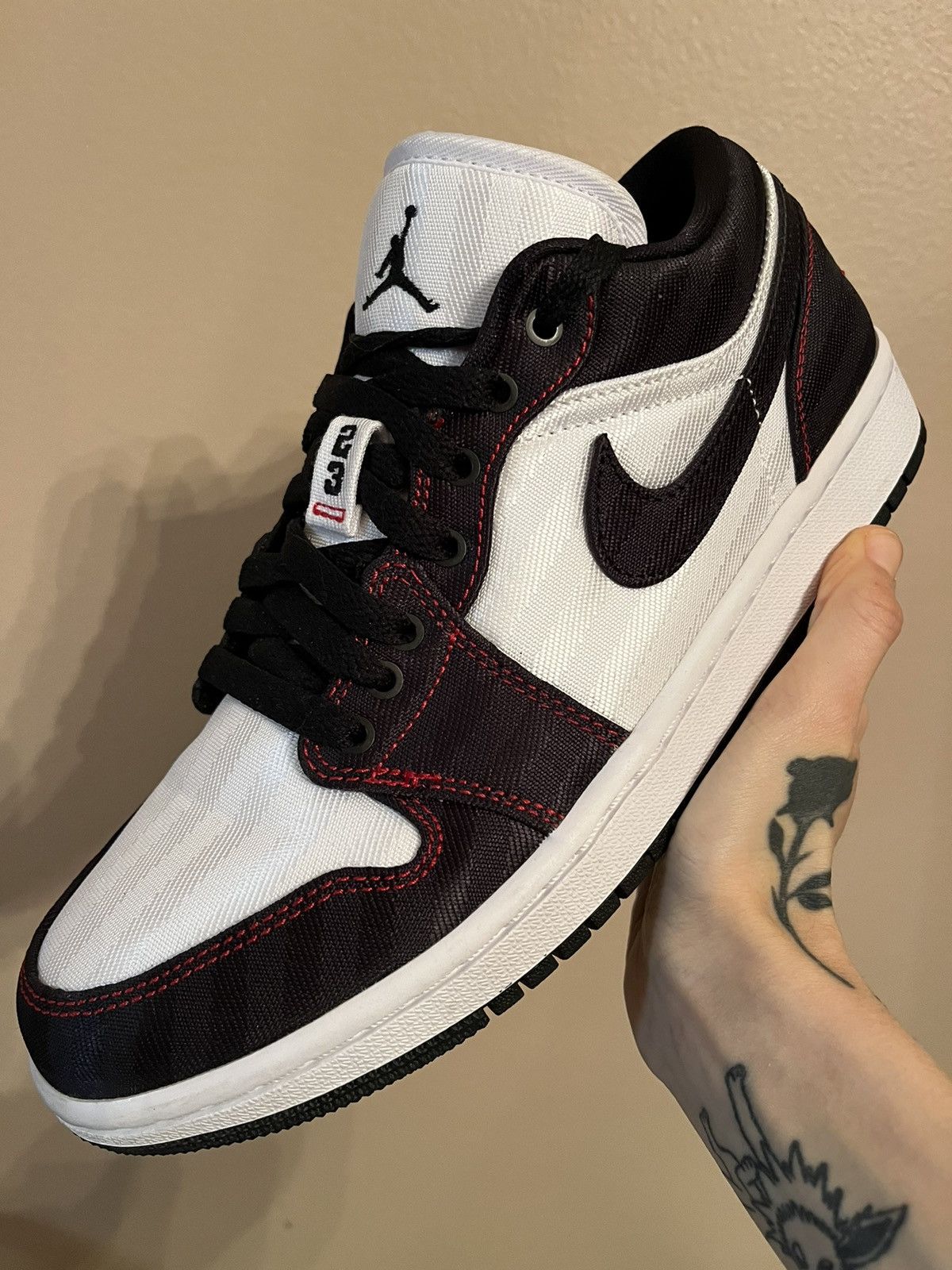 image of Jordan Nike Wmns Air Jordan 1 Low Se Utility ‘White Black Red’ Shoes, Women's (Size 8)