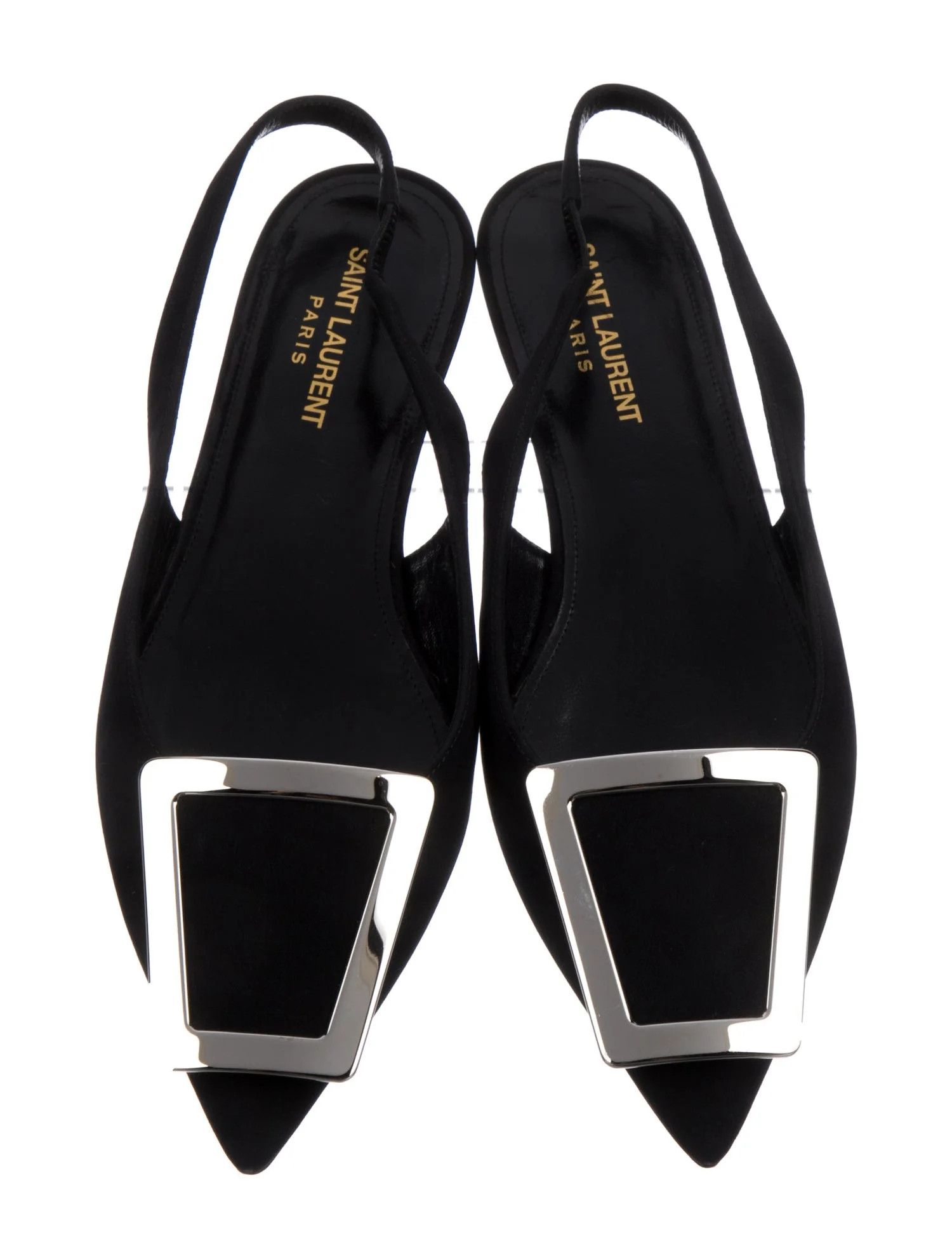 Saint Laurent Paris o1tp1o1224 Slingback Flats in Black Size US 5 / IT 35 - 3 Thumbnail