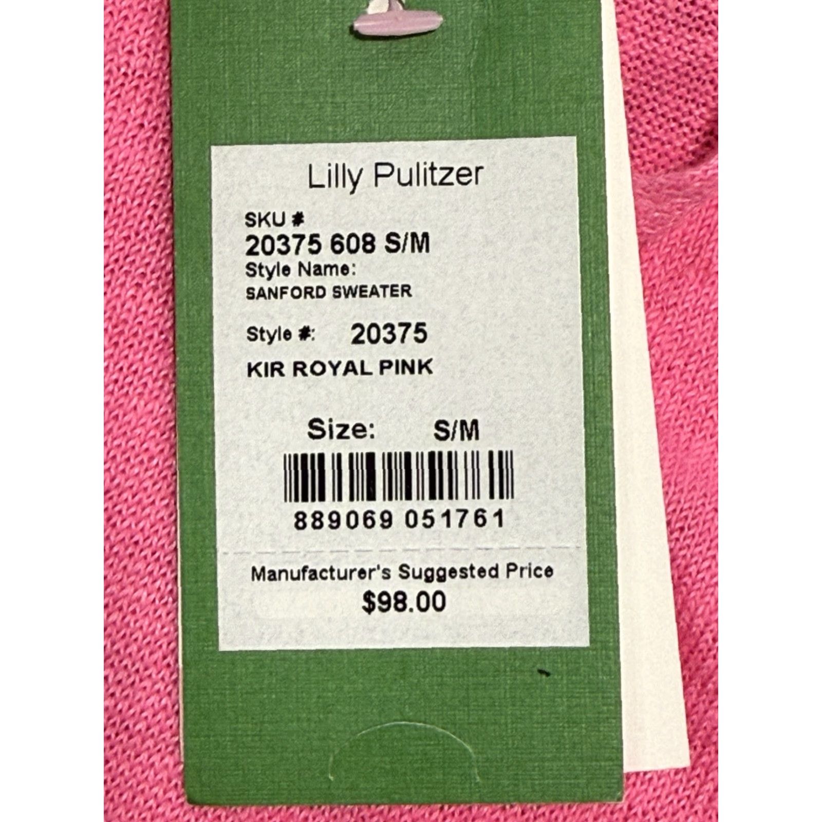 Lilly Pulitzer VINTAGE Lilly Pulitzer Women's Sweater Pullover Oversized Linen S/M Pink Kir Royal 100% Linen Size S / US 4 / IT 40 - 6 Thumbnail
