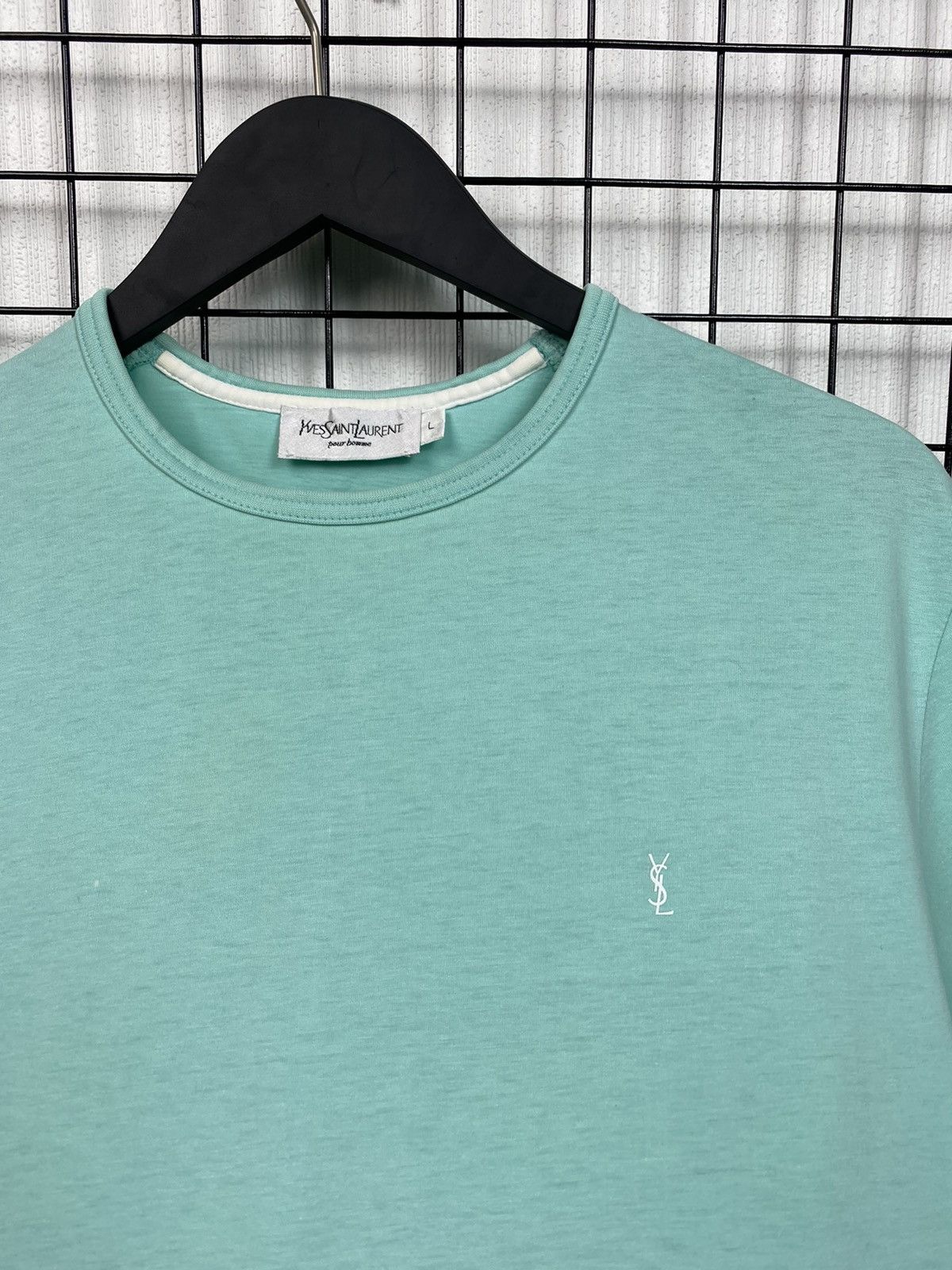 Yves Saint Laurent Vintage 90s Yves Saint Laurent YSL T Shirt rare turquoise Size US L / EU 52-54 / 3 - 6 Thumbnail