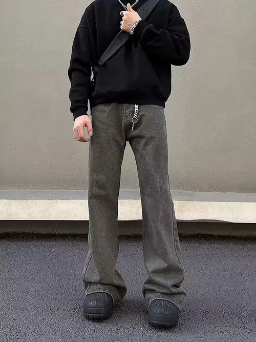 Japanese Brand × Jean Vintage washed straight-leg bootcut draped jeans Size US 32 / EU 48 - 2 Thumbnail