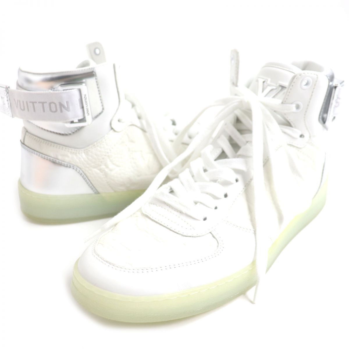 Louis Vuitton Louis Vuitton Rivoli Monogram Embossed Leather Sneakers Leather Shoes in White, Men's