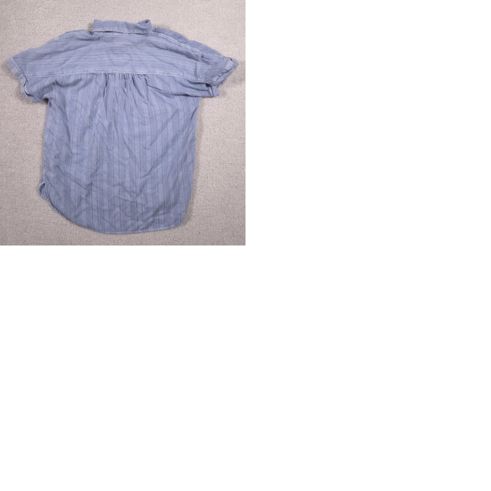 Vintage Chico's Blouse Womens 1 Blue Stripe Collared Dolman Short Sleeve Linen Top Shirt Casual Summer Womens Size XS / US 0-2 / IT 36-38 - 9 Thumbnail