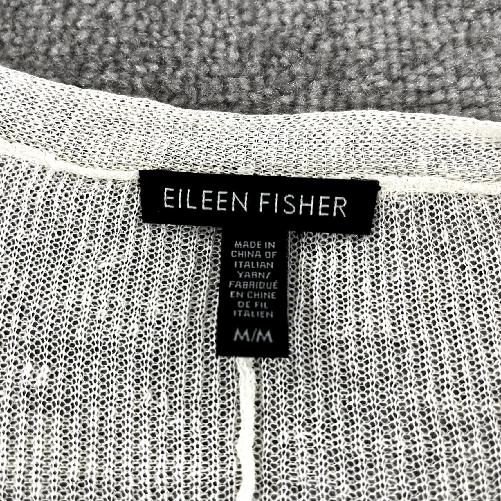 Eileen Fisher EILEEN FISHER White Womens Medium Open Front Knit Sweater Hemp Nylon Lightweight Size M / US 6-8 / IT 42-44 - 2 Thumbnail