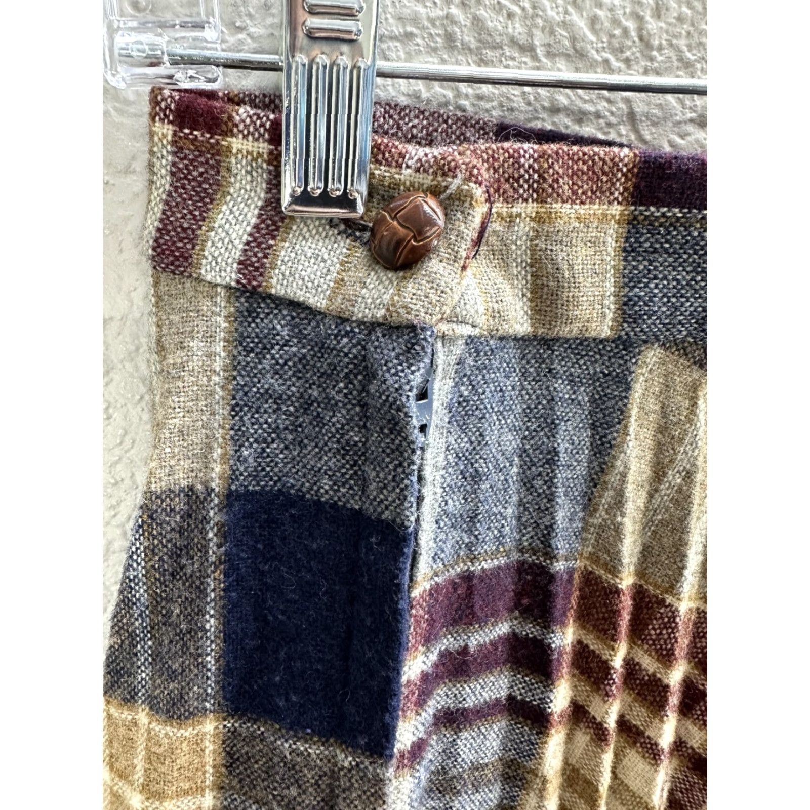 Vintage Women's Calliope Plaid Knee Length Skirt Flared Pleated 9 Gray Beige Blue Sz 9 Size 30" / US 8 / IT 44 - 5 Thumbnail