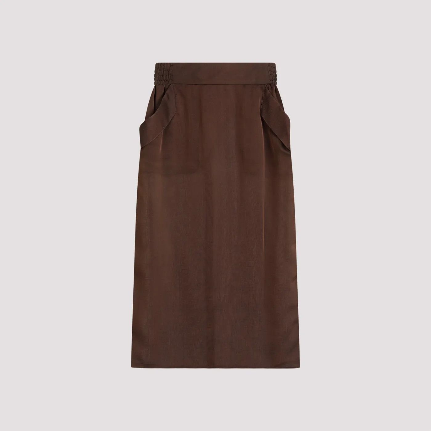 Saint Laurent Paris o1s1wg111024 Pencil Skirt in Silk Muslin in Brown Size 28" / US 6 / IT 42 - 1 Thumbnail