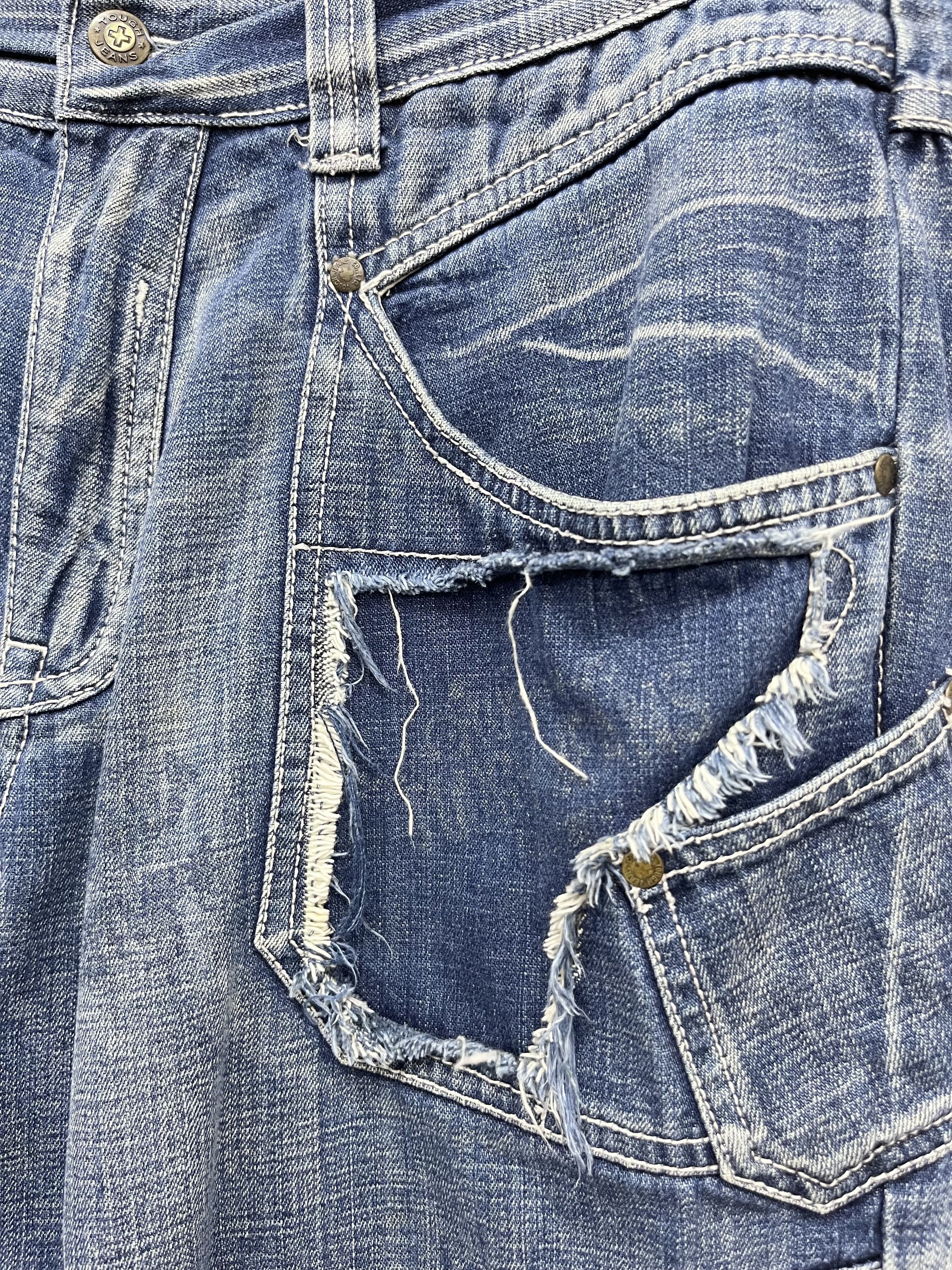 Fashion Victim FYE🔥TOUGH JEANSMITH Designer Distressed Bartack Denim Pants Size US 34 / EU 50 - 6 Thumbnail