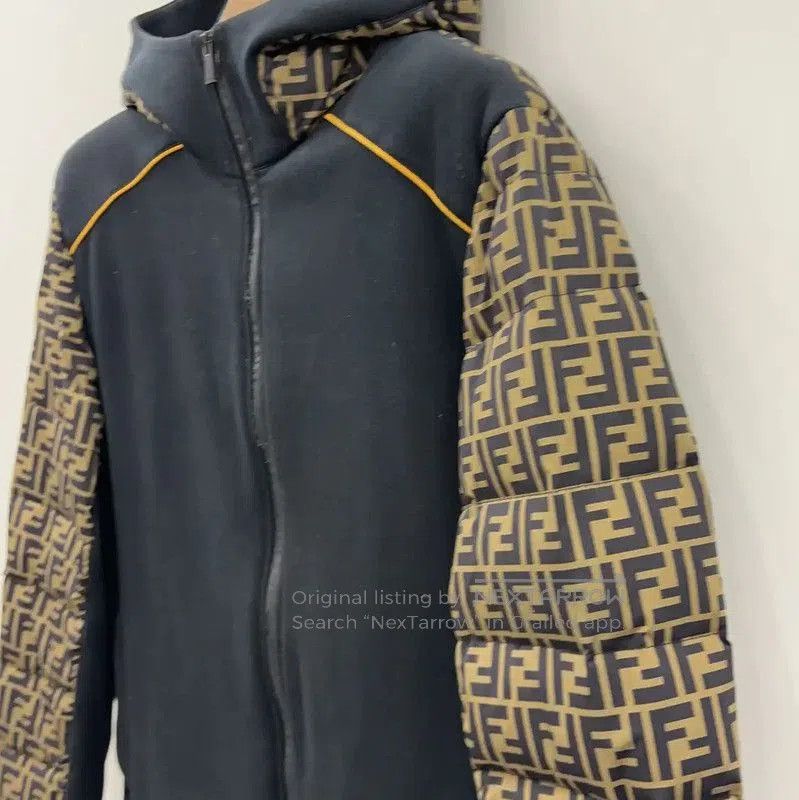 Fendi Fendi Black Cotton Logo Hooded Down Jacket . Size US XL / EU 56 / 4 - 3 Thumbnail