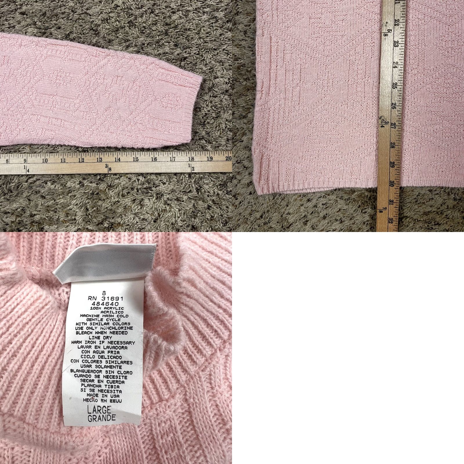 Basic Editions VINTAGE Pink Mockneck Knit Sweater Women L 90s 100% Acrylic Pullover Basic Editions Long Sleeve Size L / US 10 / IT 46 - 8 Thumbnail