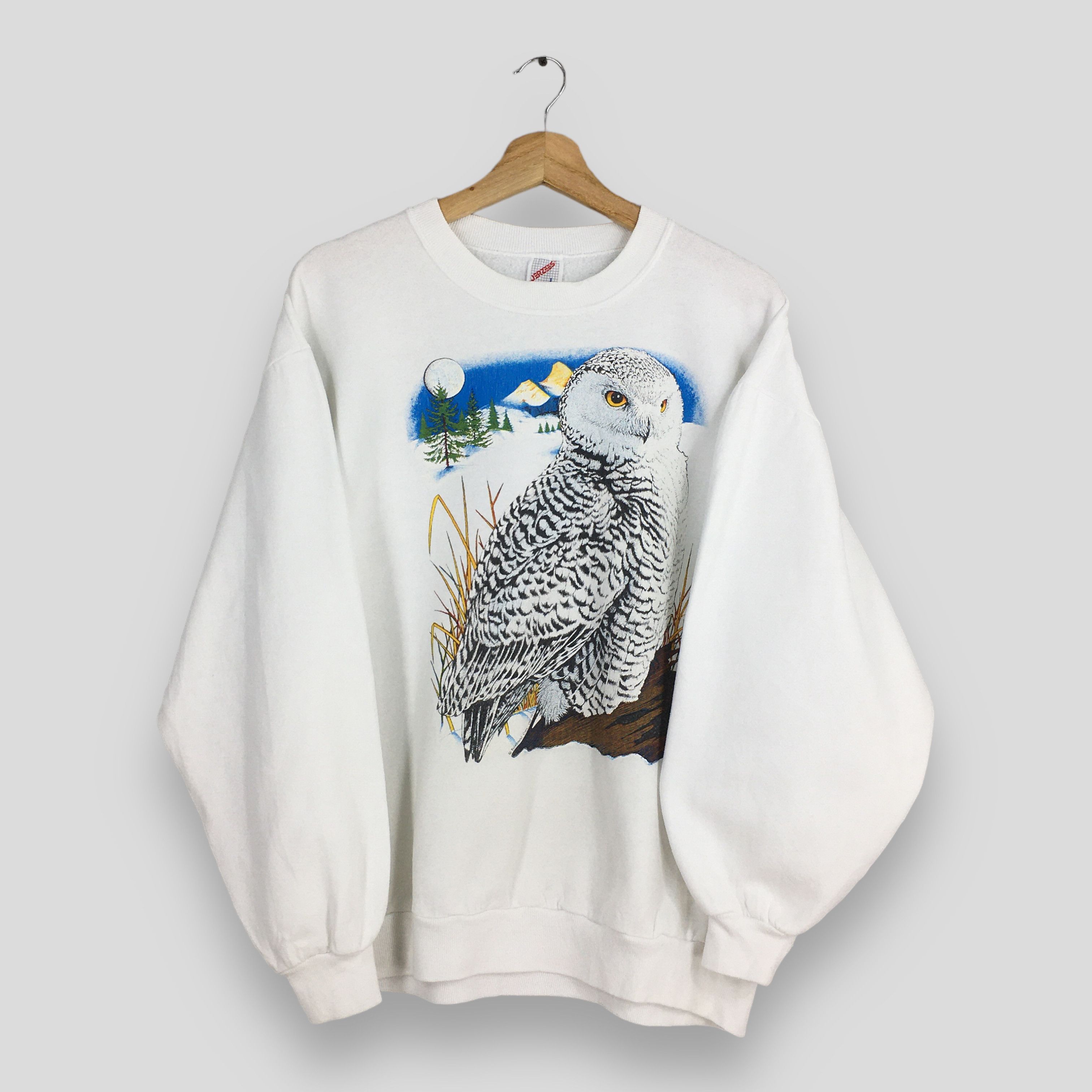 Habitat × Jerzees Vintage 90s Alaska Snowy Owl White Sweatshirt Large Size US L / EU 52-54 / 3 - 1 Thumbnail