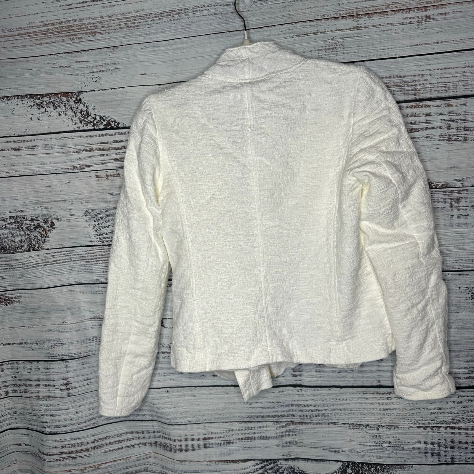 Vince Vince Textured Moto Jacket Ivory Asymmetrical Zip Blazer M Size M / US 6-8 / IT 42-44 - 4 Thumbnail