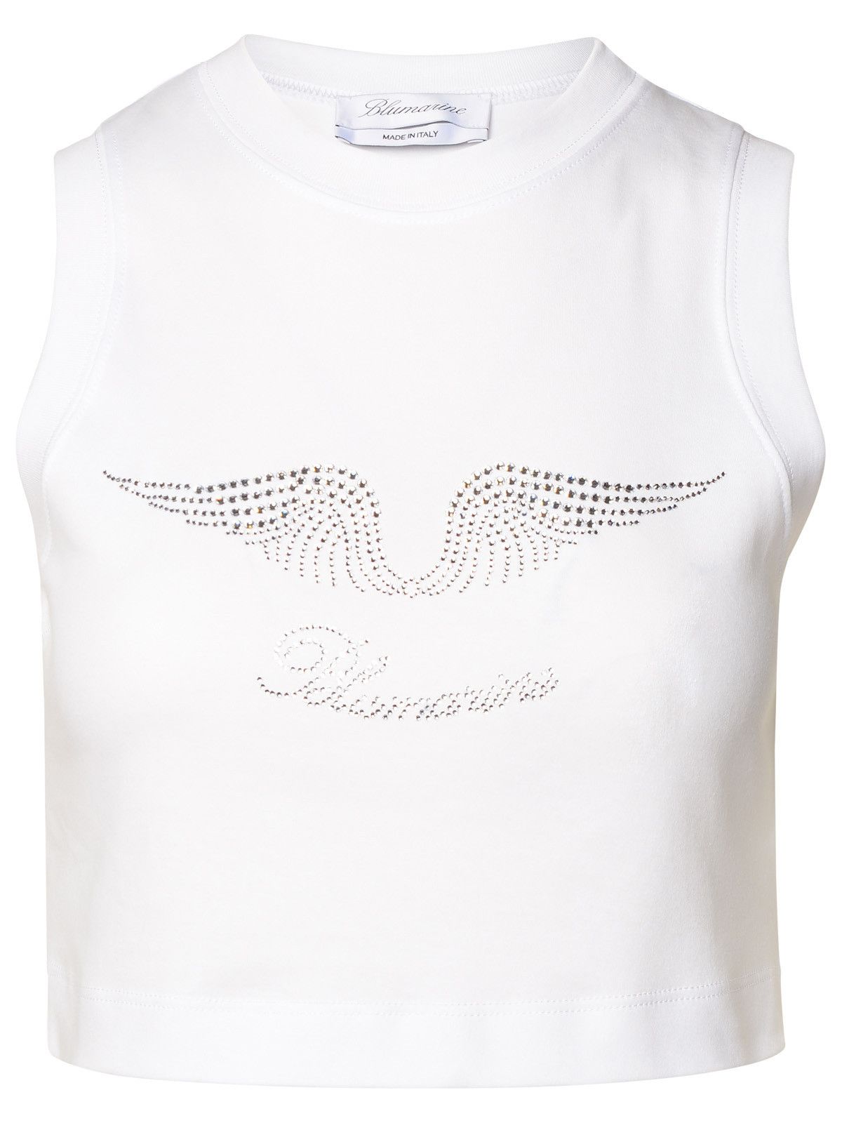 image of Blumarine White Cotton Crop Tank Top, Women's (Size Medium)