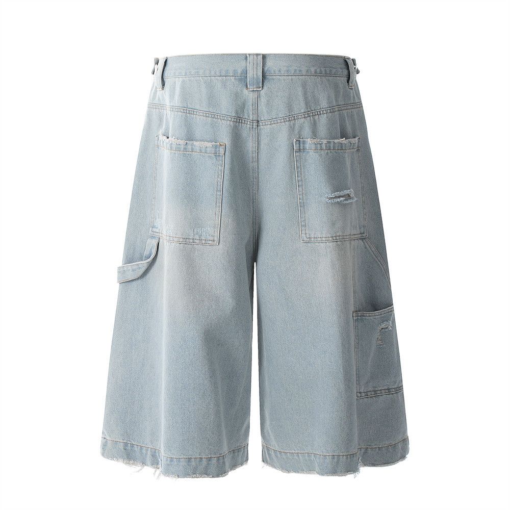 Japanese Brand × Jean Men's loose retro all-match ripped washed denim shorts Size US 32 / EU 48 - 3 Thumbnail