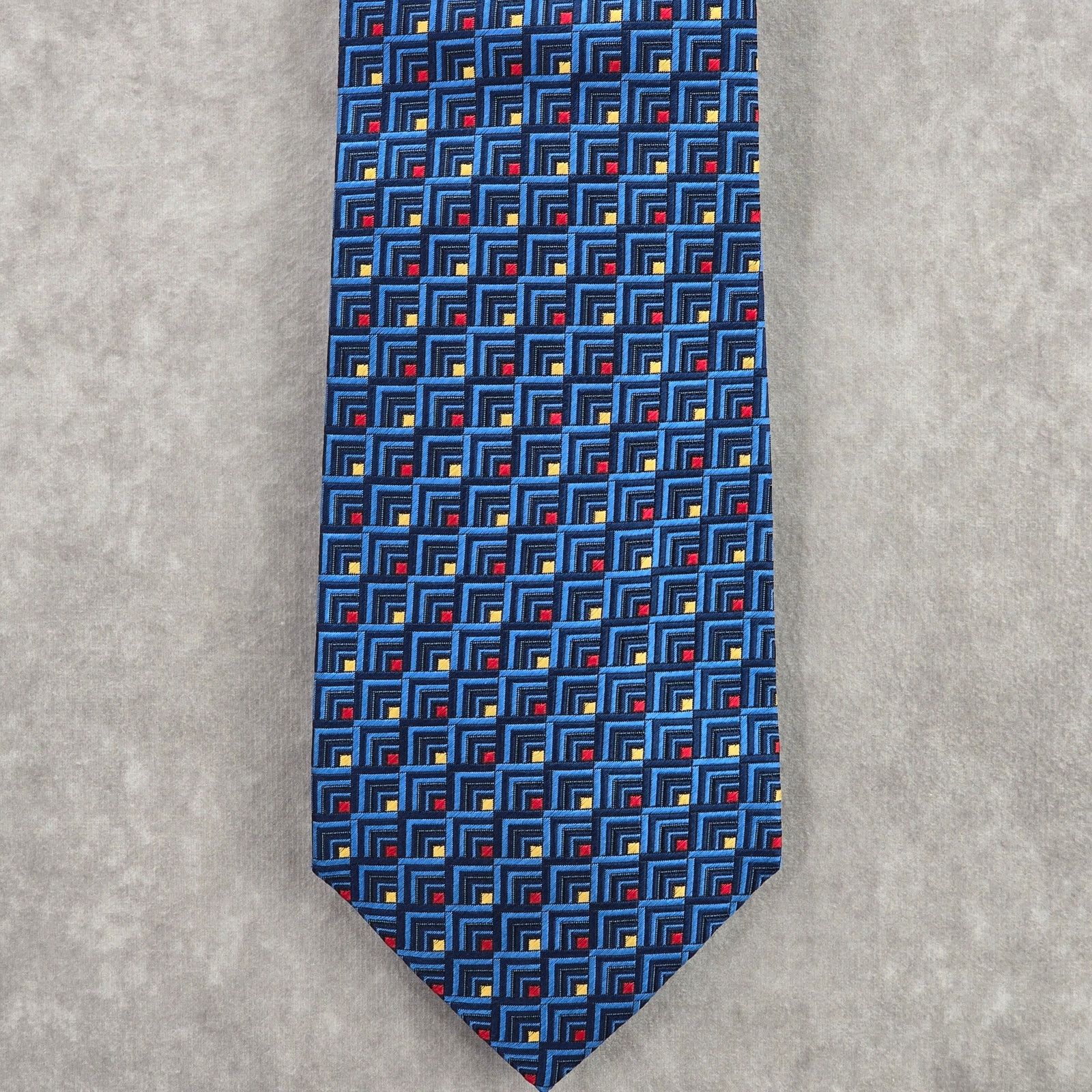 Other Baronshire Blue Red Yellow Geometric 100% Silk Neck Tie Size 28 - 1 Thumbnail