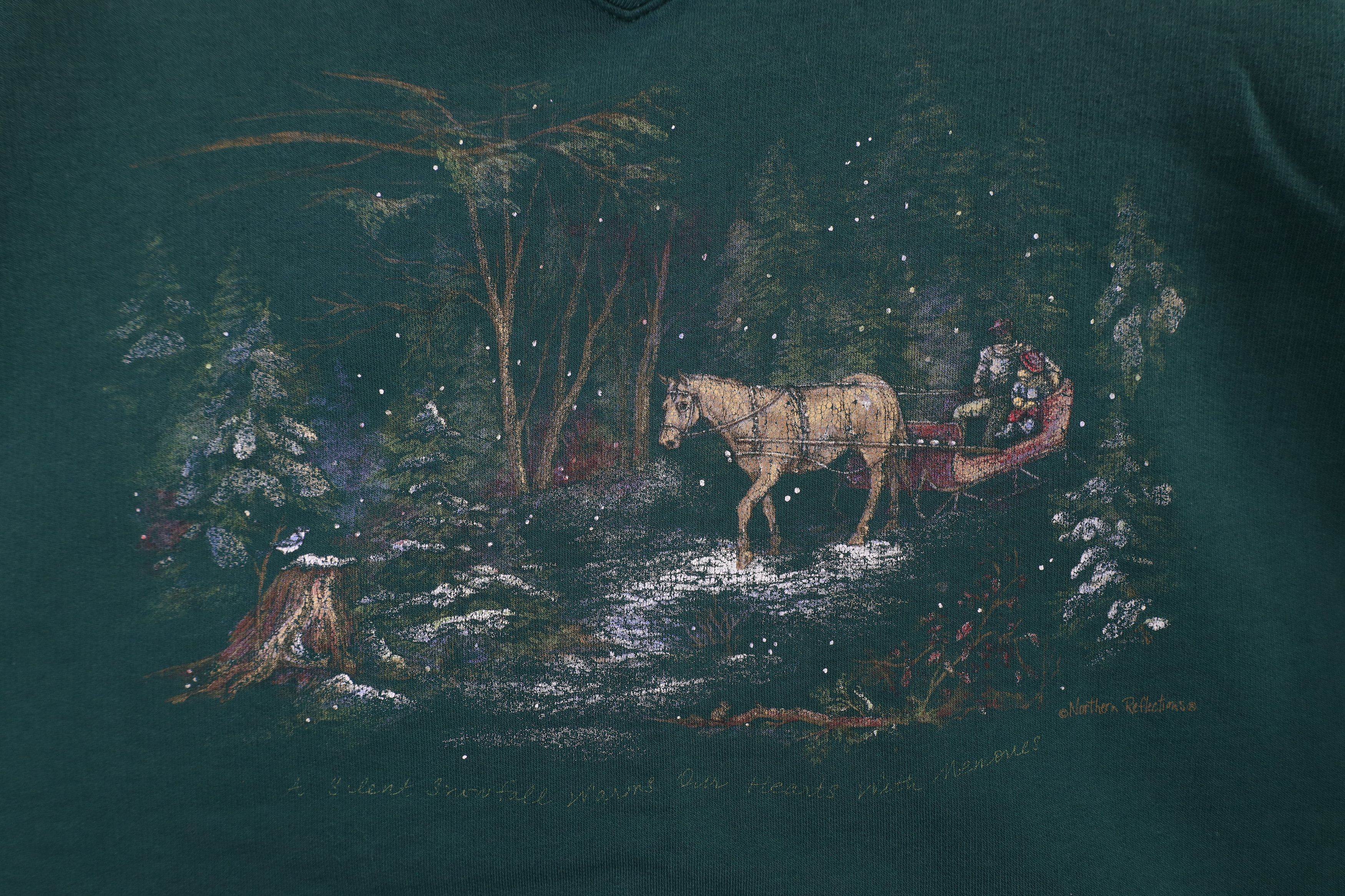 Vintage Vintage 90s Streetwear Nature Forest Sweatshirt Green USA Size XL / US 12-14 / IT 48-50 - 4 Thumbnail