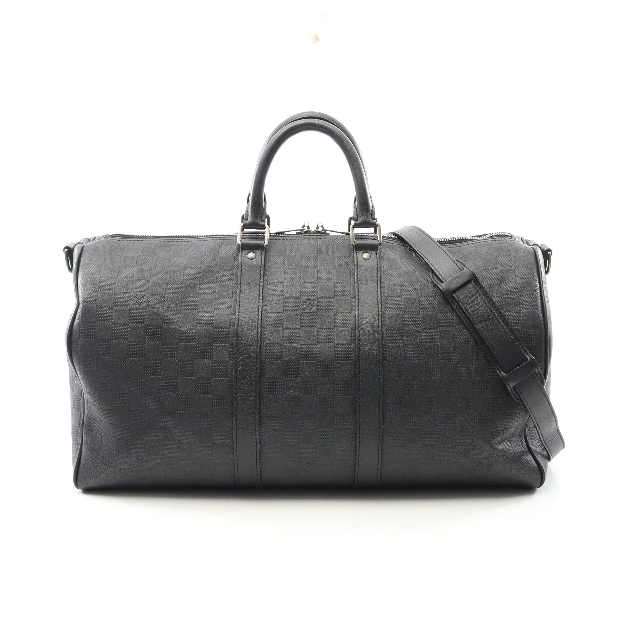 Louis Vuitton Louis Vuitton Keepall 45 Damier Infini Onyx Boston Bag Leather Black Size ONE SIZE - 1 Thumbnail