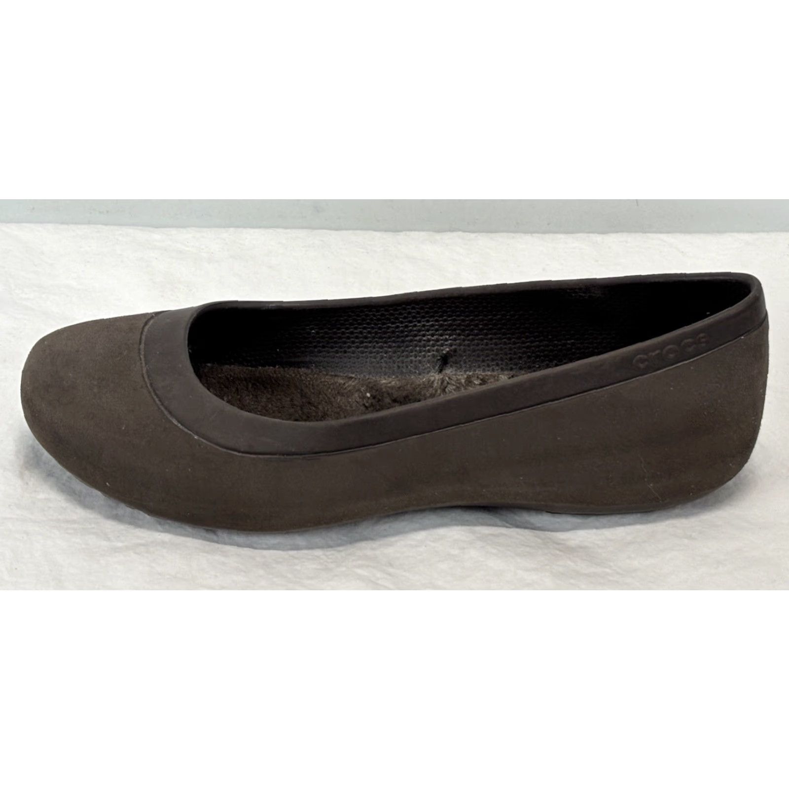 Crocs Crocs Ballet Flats Women's 7 Mammoth Brown Rubber Faux Fur Lined Slip On Flat Shoes Shoes Size US 7 / IT 37 - 2 Thumbnail