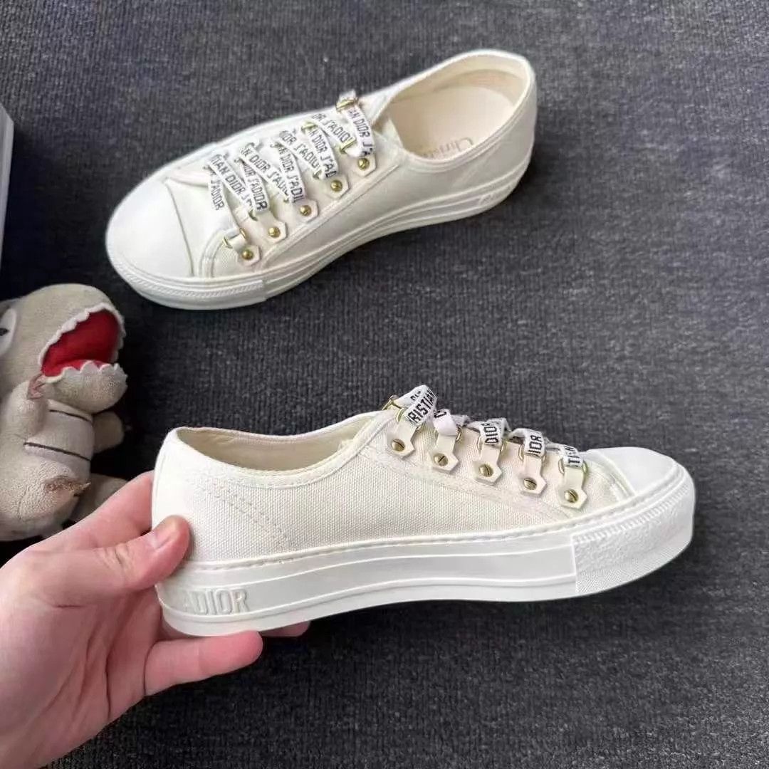 Dior Dior White Laces Logo Canvas Sneaker 35 (New, Box) Size US 4.5 / IT 34.5 - 3 Thumbnail
