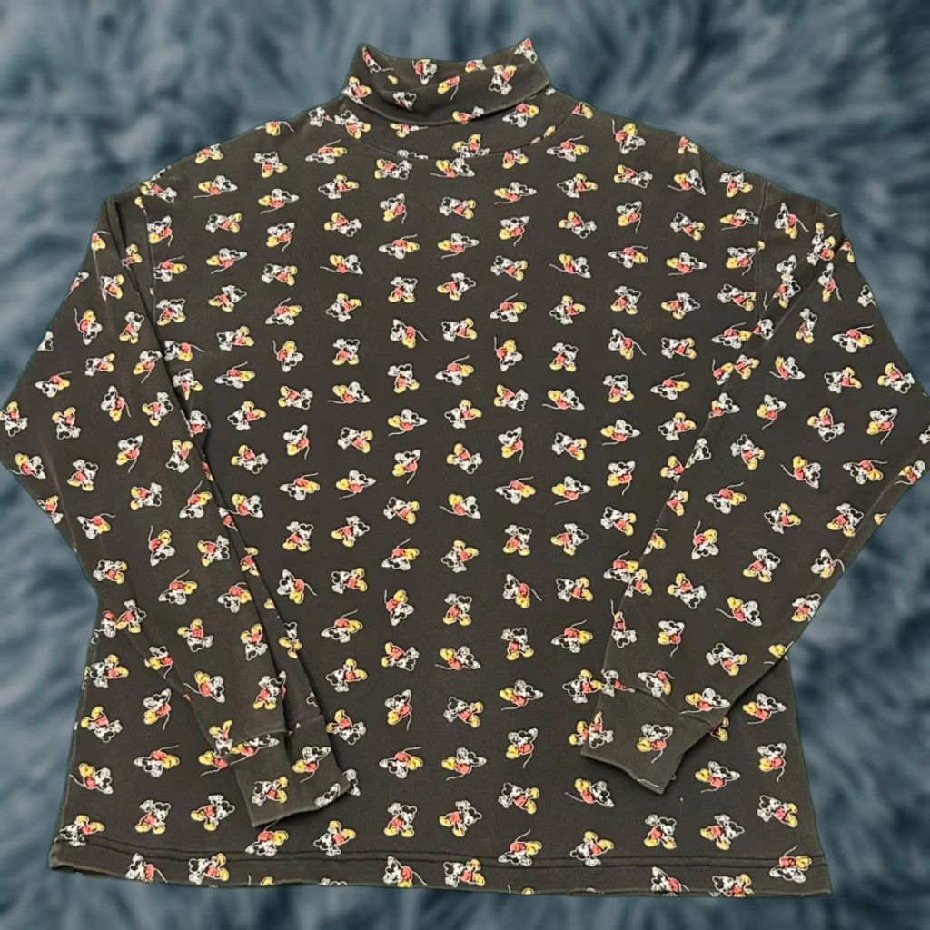 Disney VINTAGE Disney Mickey Mouse All Over Print AOP VTG Turtleneck Shirt Size M Men Long Sleeve Gray 90s Shirt Mens Size US M / EU 48-50 / 2 - 1 Thumbnail