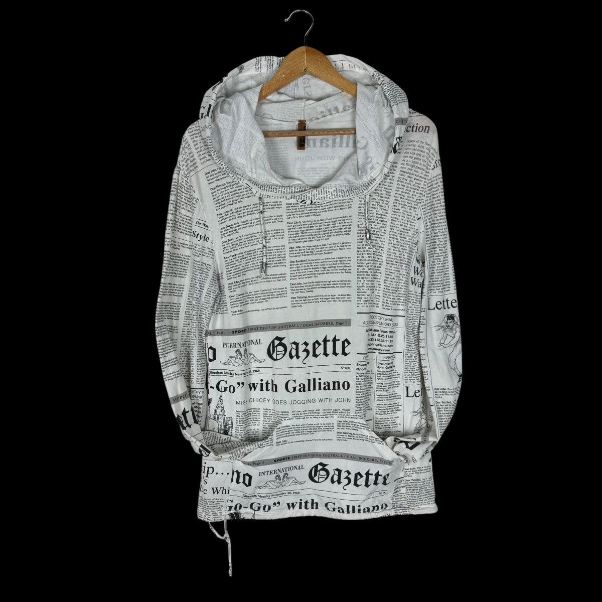 John Galliano 🌟JOHN GALLIANO HOODIE GAZETTE NEWSPAPER SWEATER Size US XS / EU 42 / 0 - 5 Thumbnail