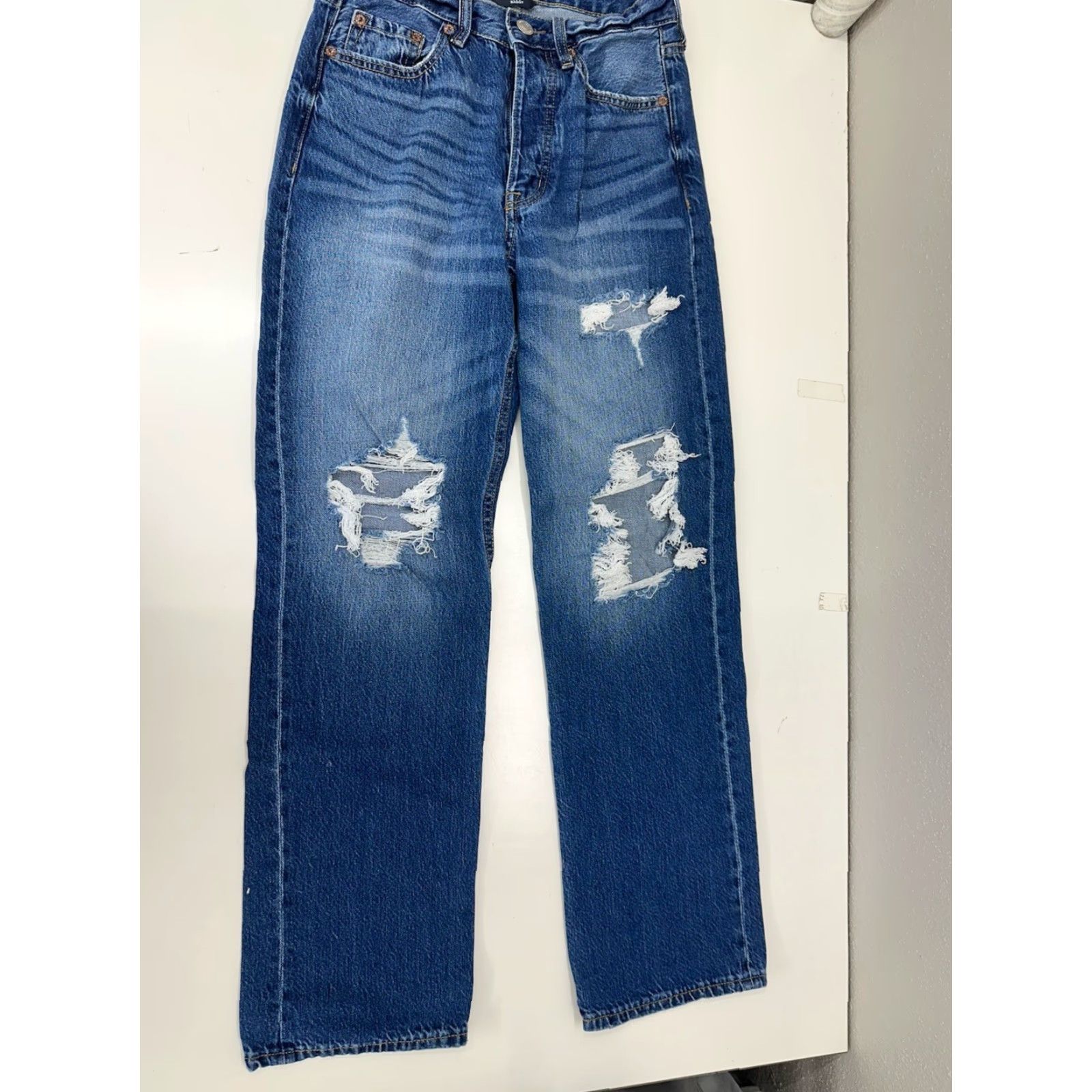 Vintage Aéropostale Womens Jeans Regular 2 Mid Distressed Baggy 90s Button Up Denim Blue Jeans Womens Size 26" / US 2 / IT 38 - 2 Thumbnail